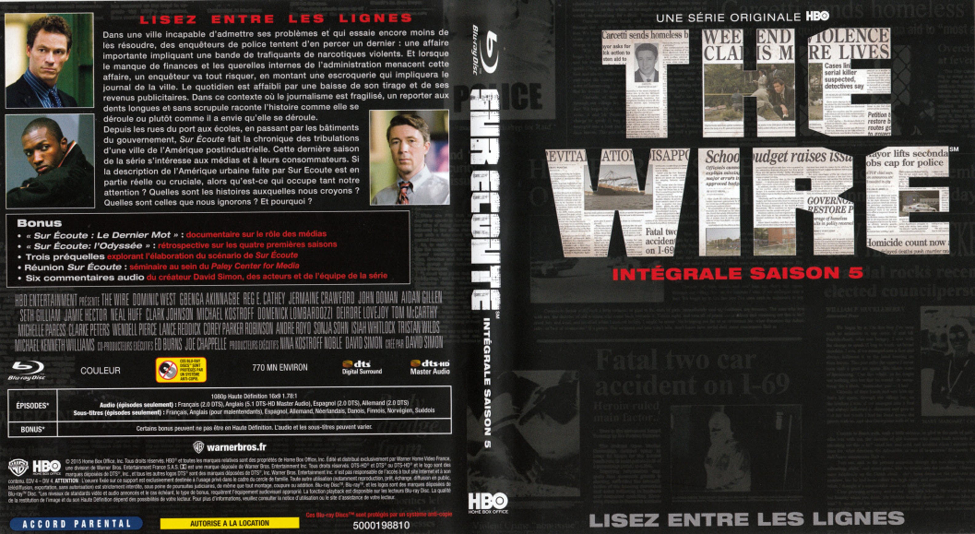 Jaquette DVD The wire - Sur coute Saison 5 (BLU-RAY)