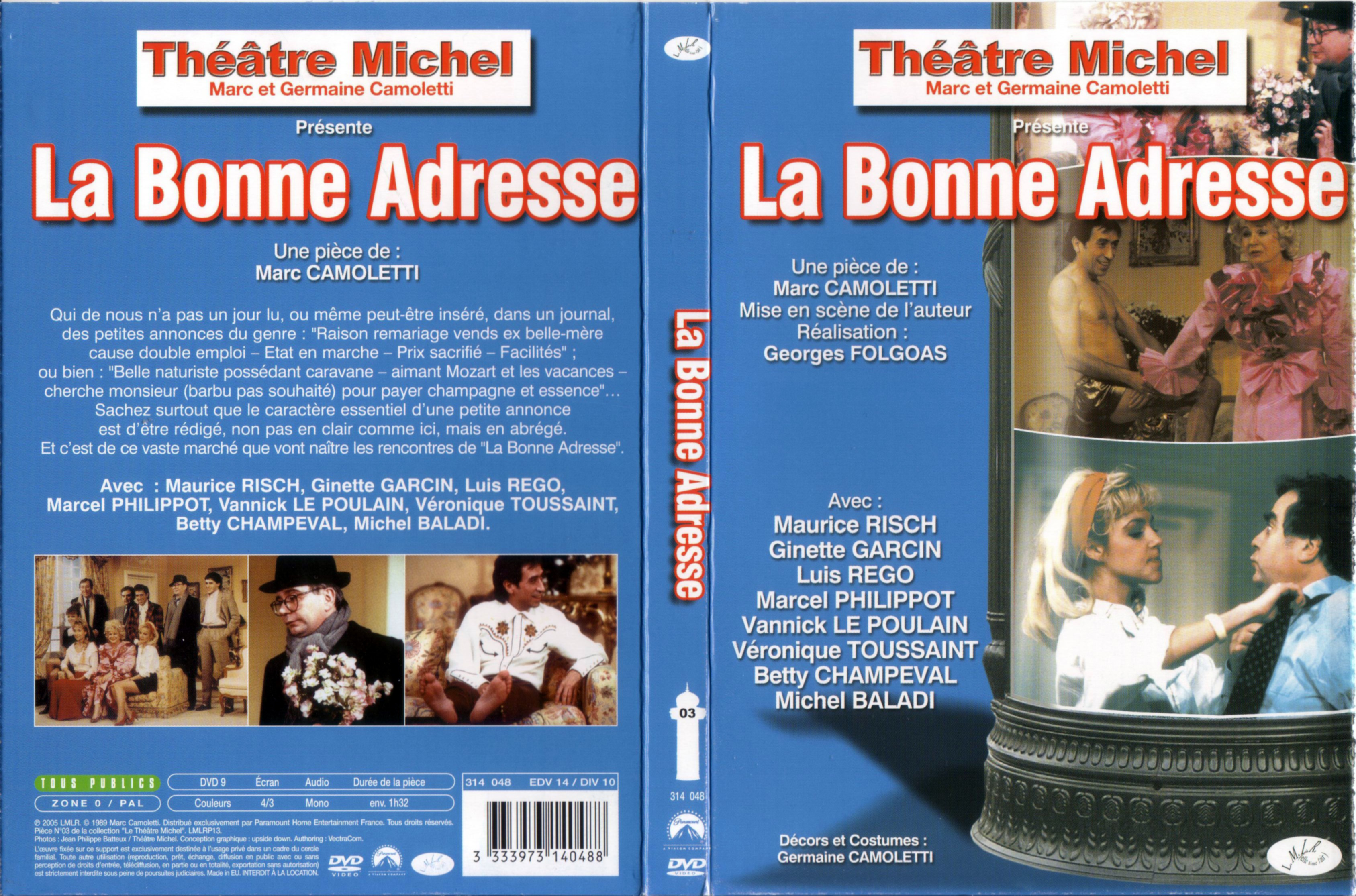 Jaquette DVD Thatre Michel - La bonne adresse