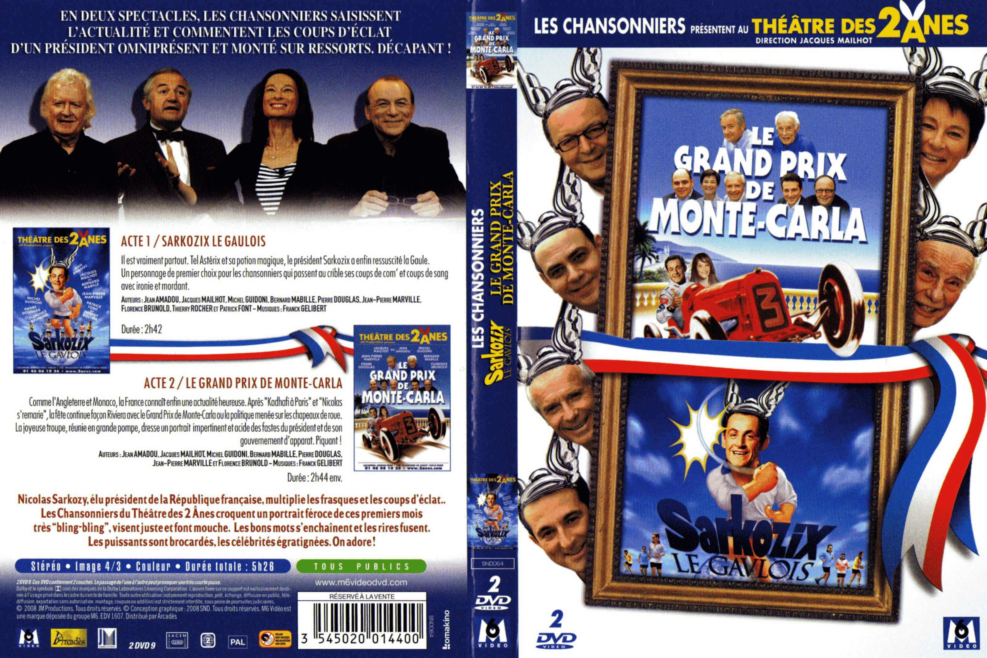 Jaquette DVD Theatre des 2 anes - Sarkosix le gaulois + Le grand prix de Monte-Carla