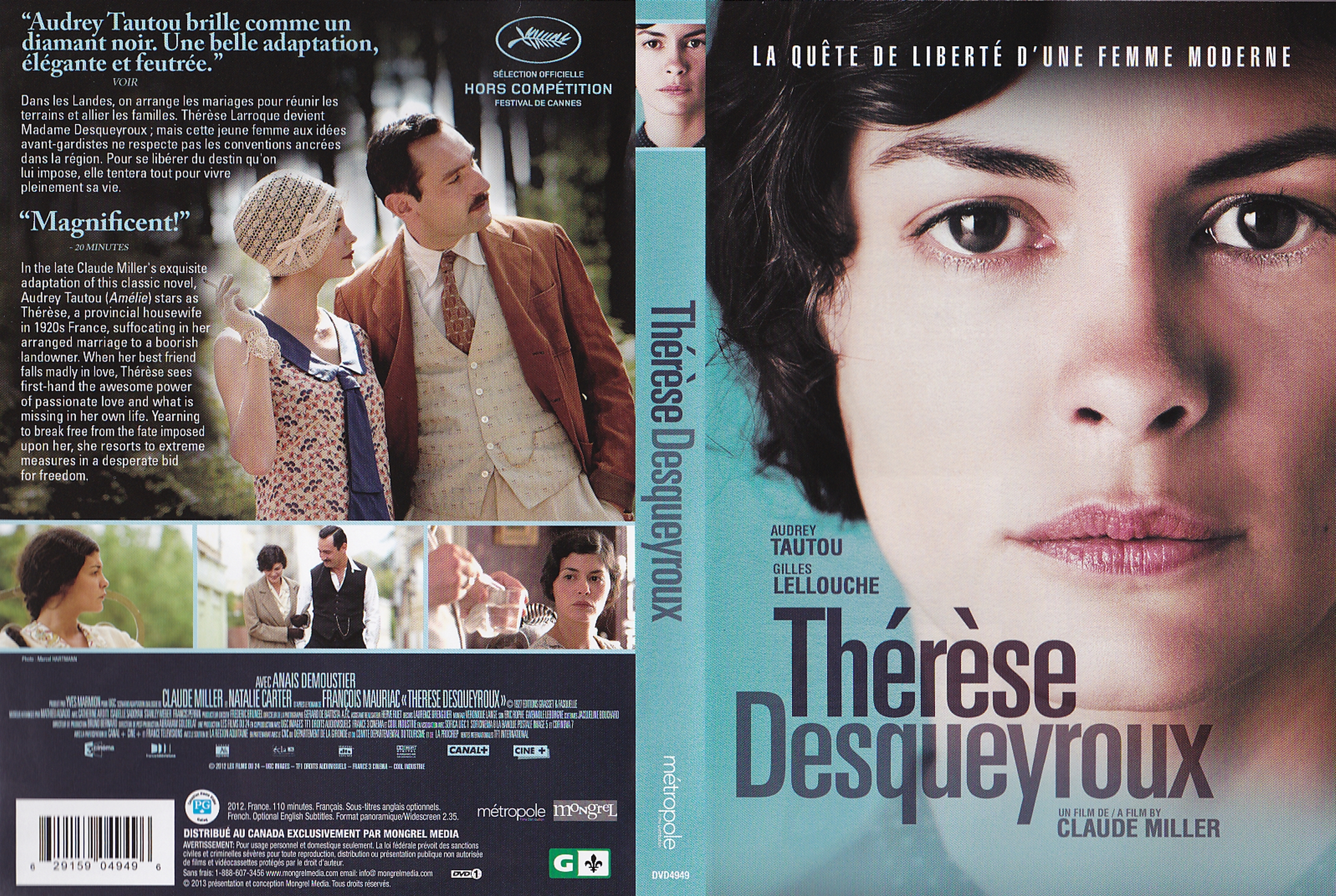 Jaquette DVD Thrse Desqueyroux (2012) (Canadienne)