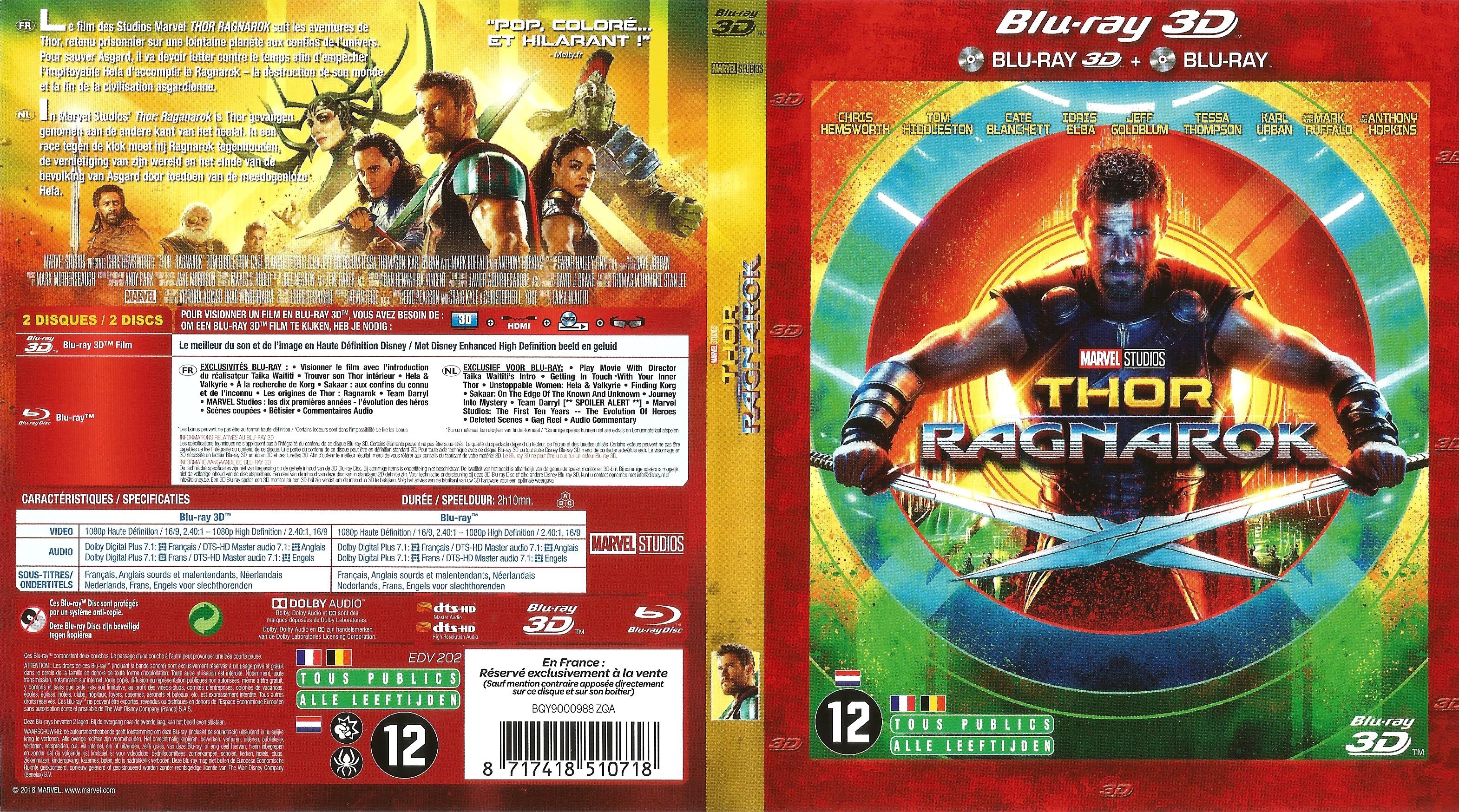Jaquette DVD Thor Ragnarok 3D (BLU-RAY)