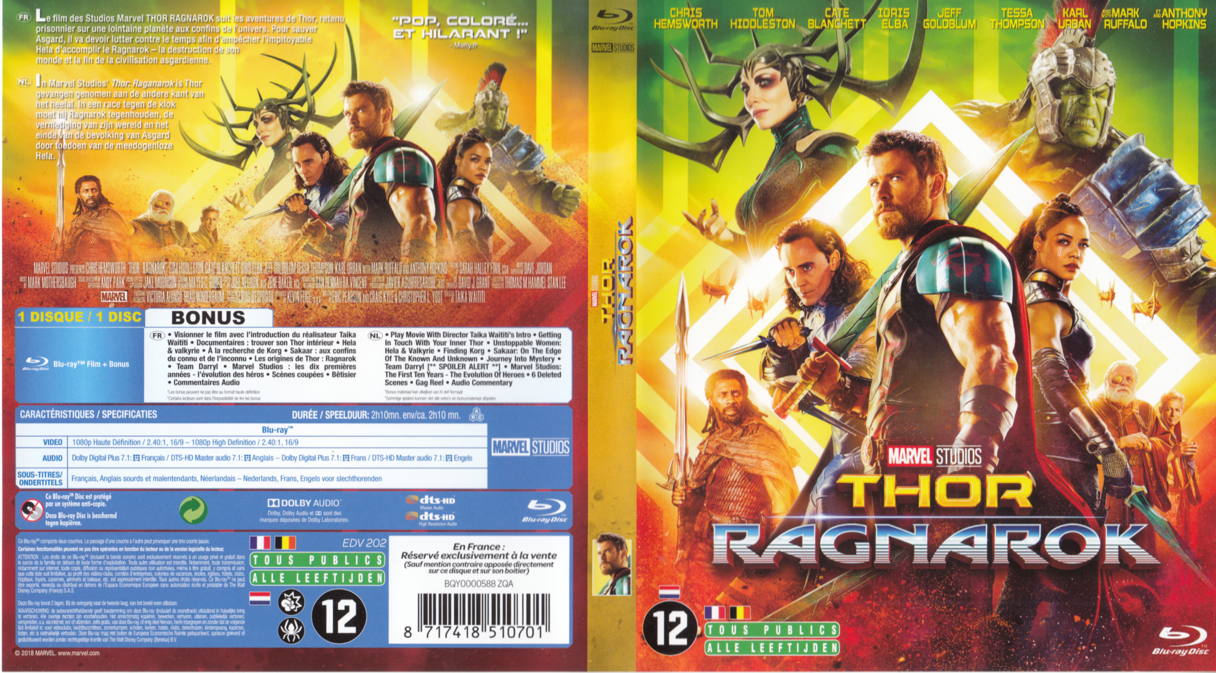 Jaquette DVD Thor Ragnarok (BLU-RAY)