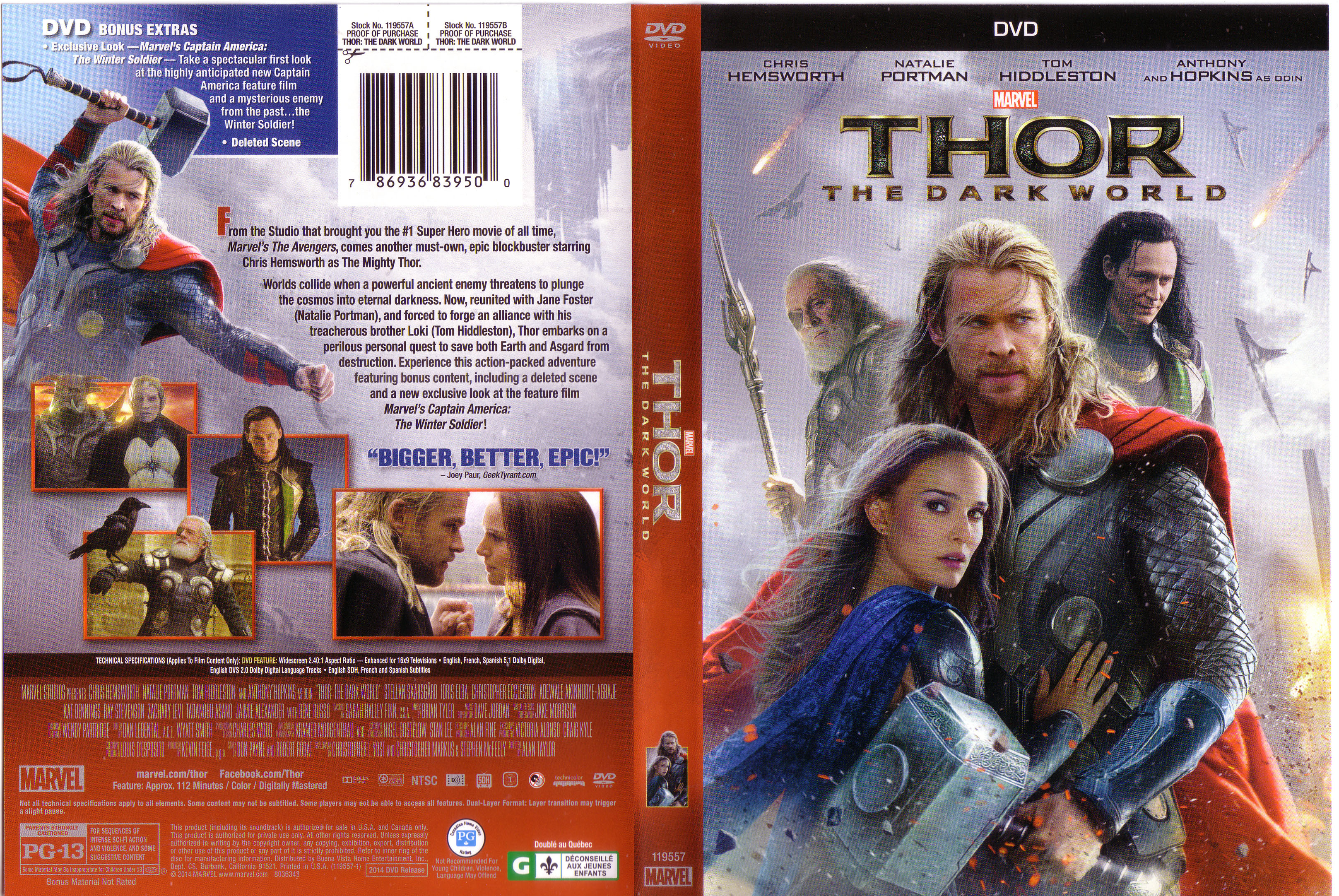 Jaquette DVD Thor The Dark World - Thor : Le Monde des tnbres Zone 1