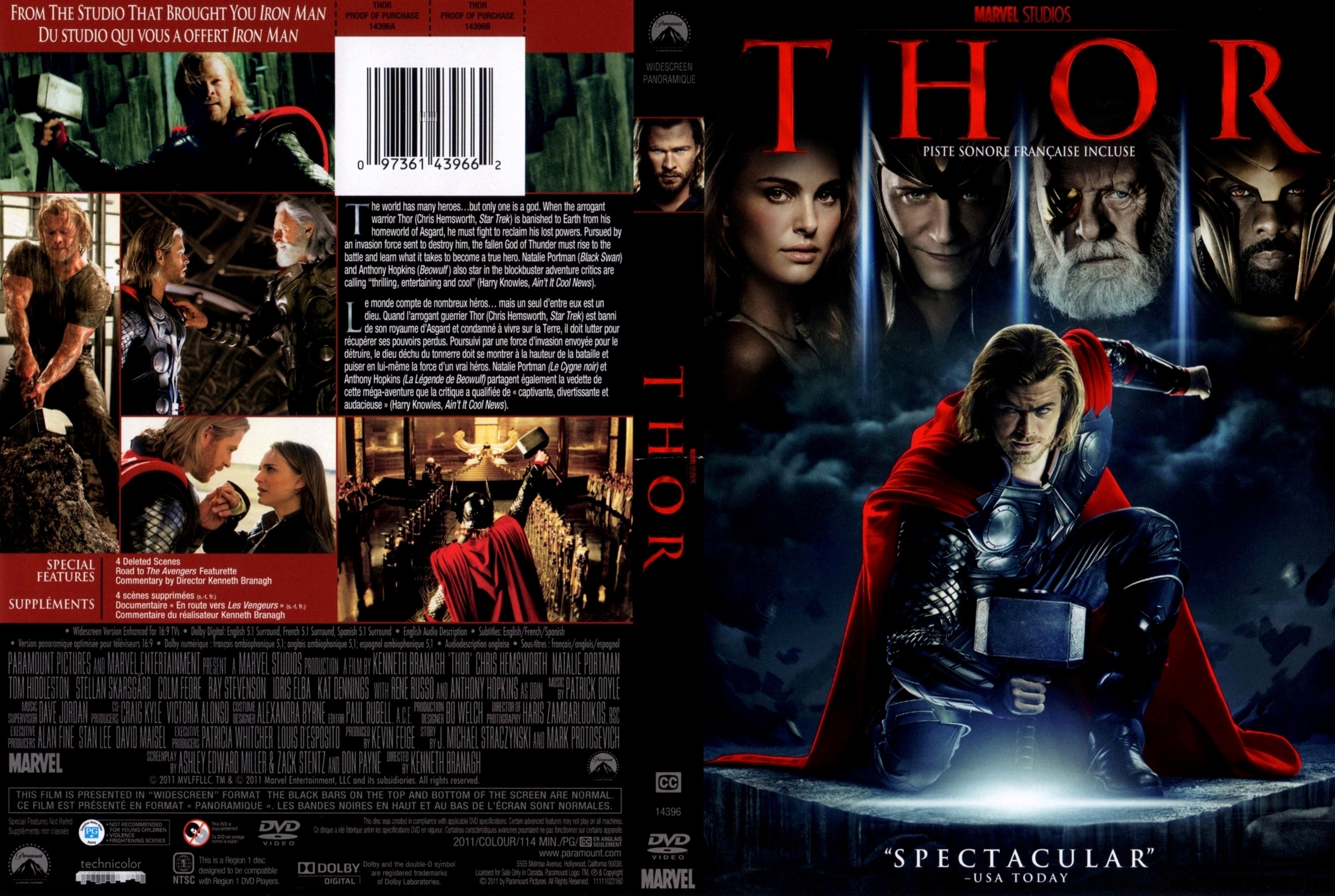 Jaquette DVD Thor (Canadienne)