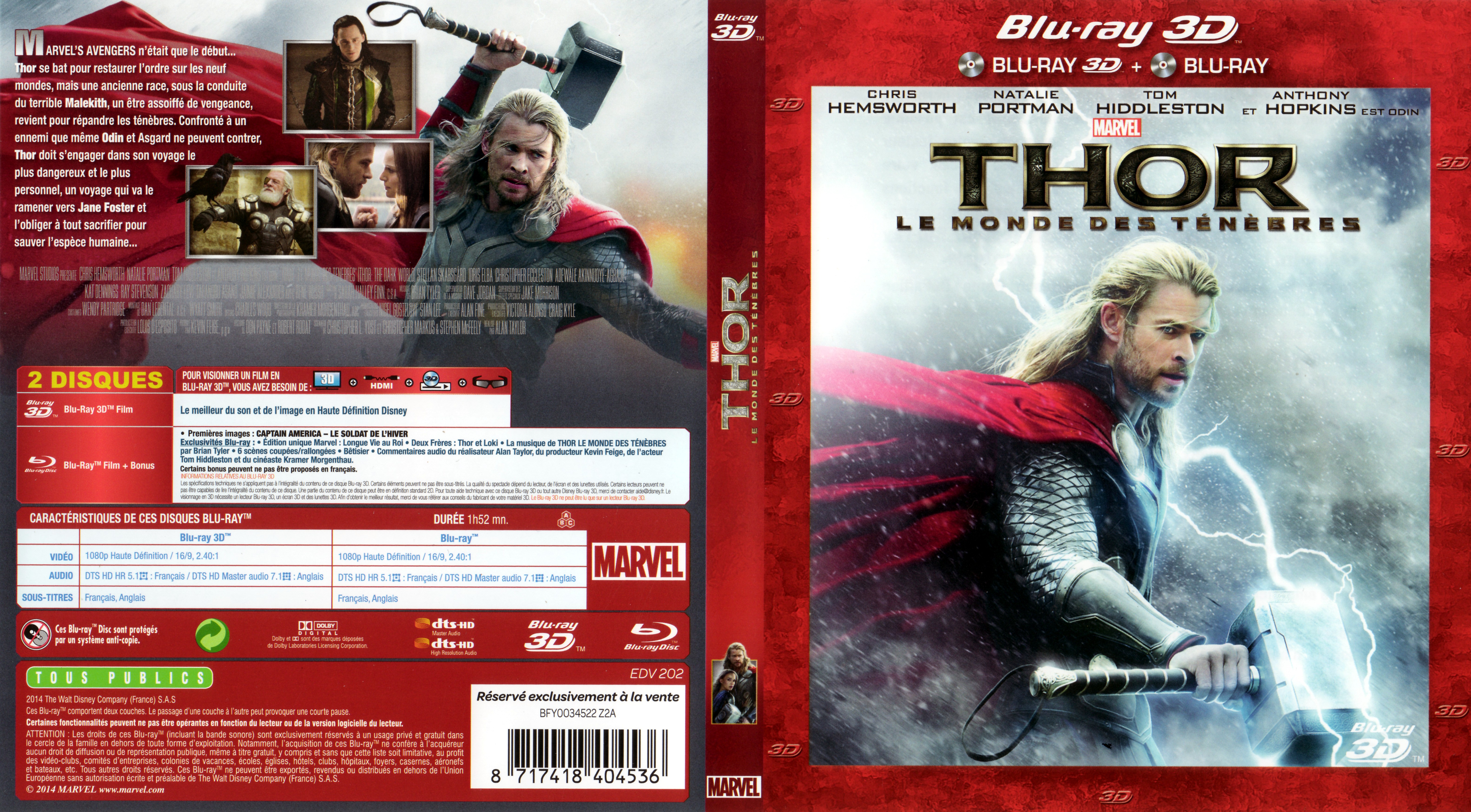 Jaquette DVD Thor : Le Monde des tnbres 3D (BLU-RAY)