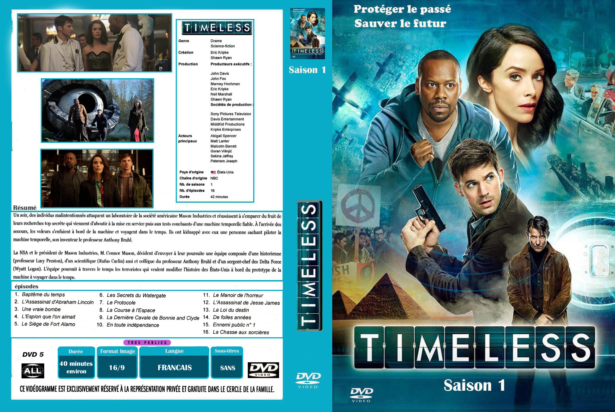 Jaquette DVD Timeless saison 1 custom