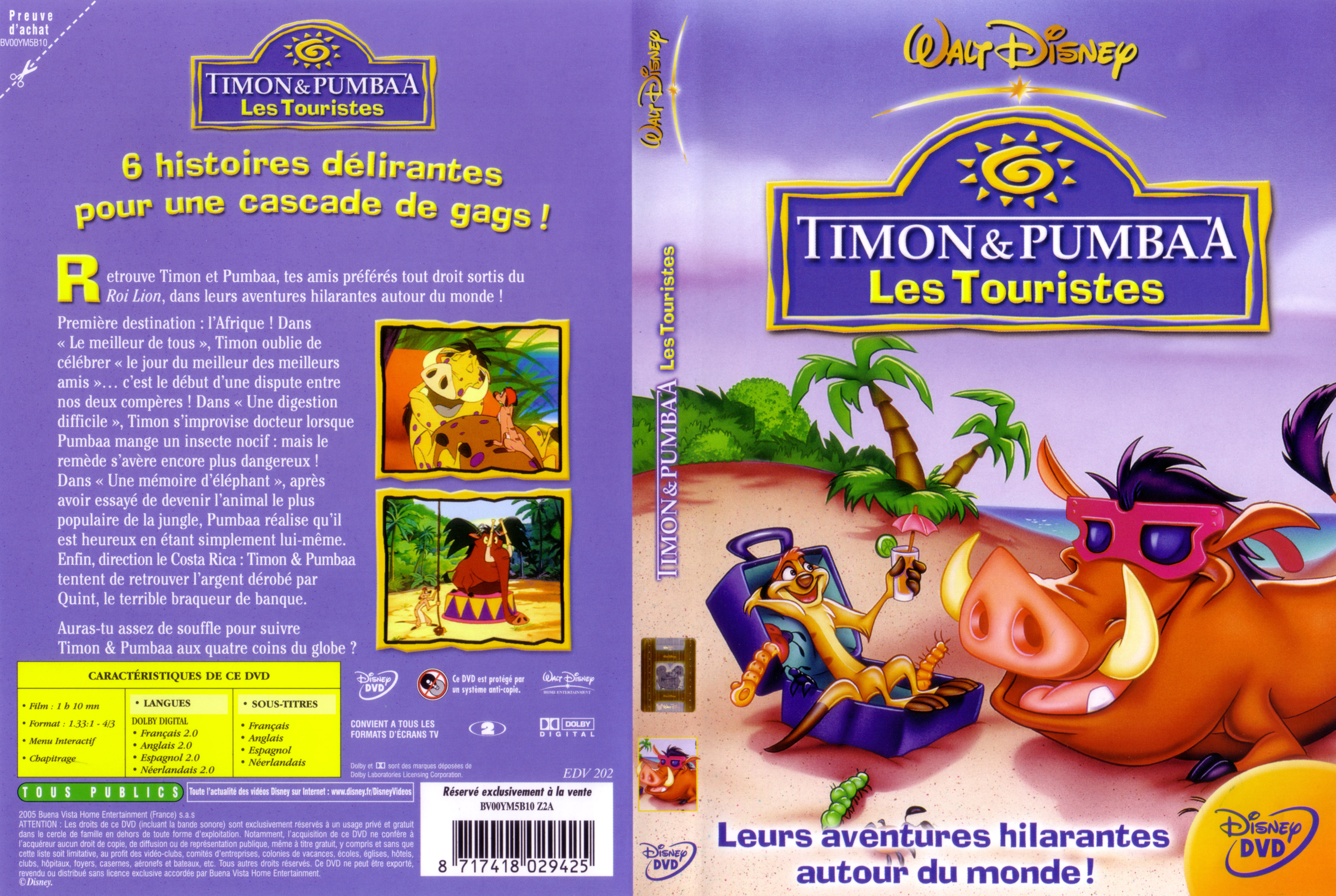 Jaquette DVD Timon et Pumbaa - Les touristes v2