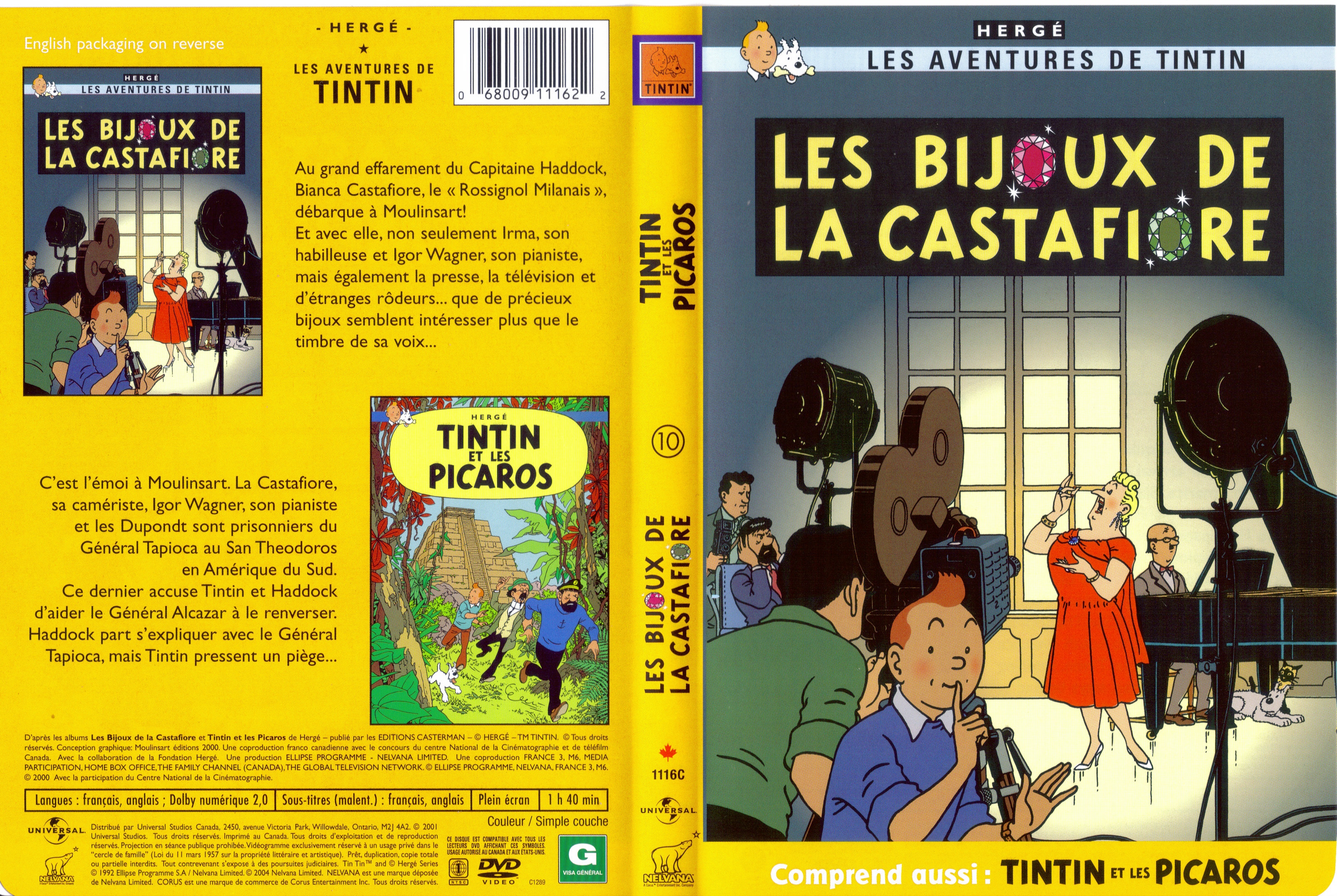 Jaquette DVD Tintin Les bijoux de la castafiore + Tintin chez les picaros (Canadienne)