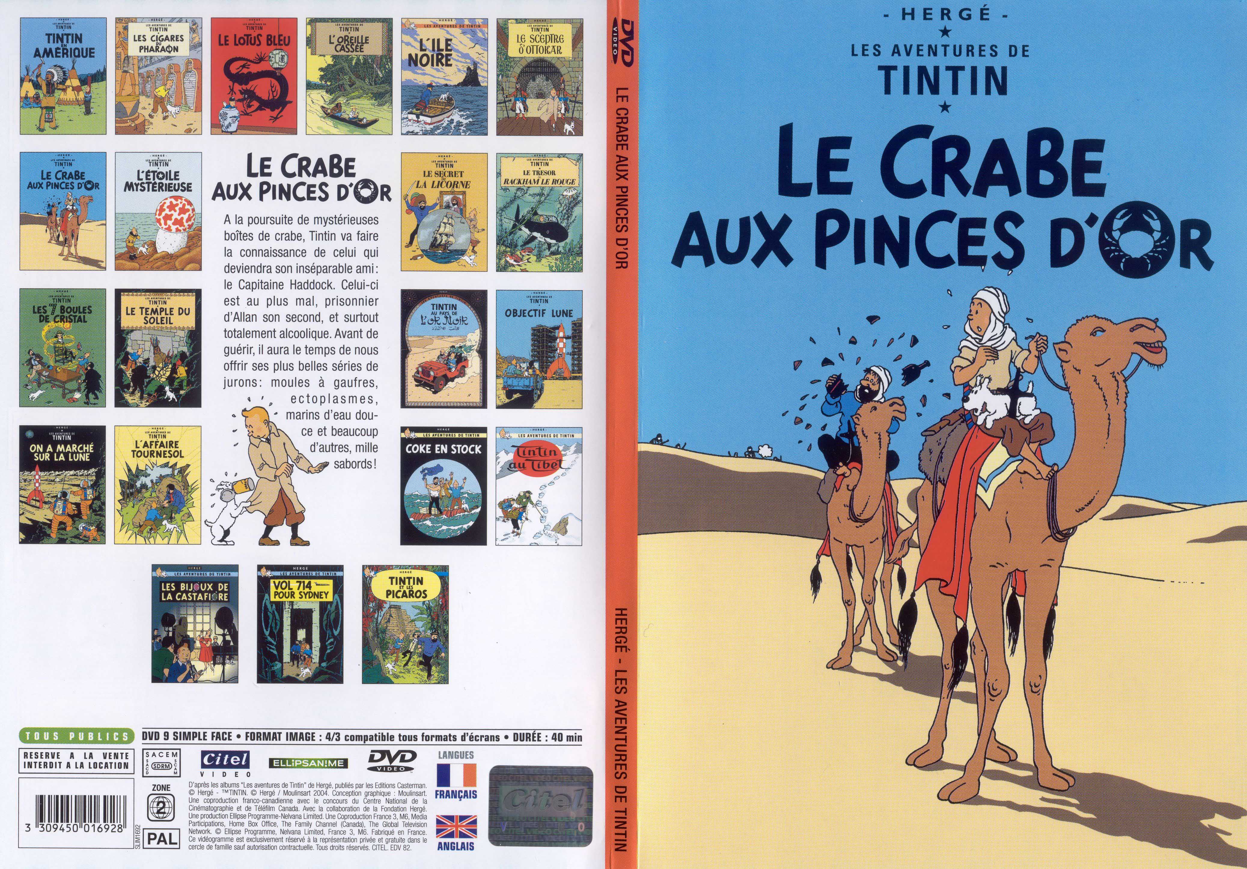 Jaquette DVD Tintin - Le crabe aux pinces d