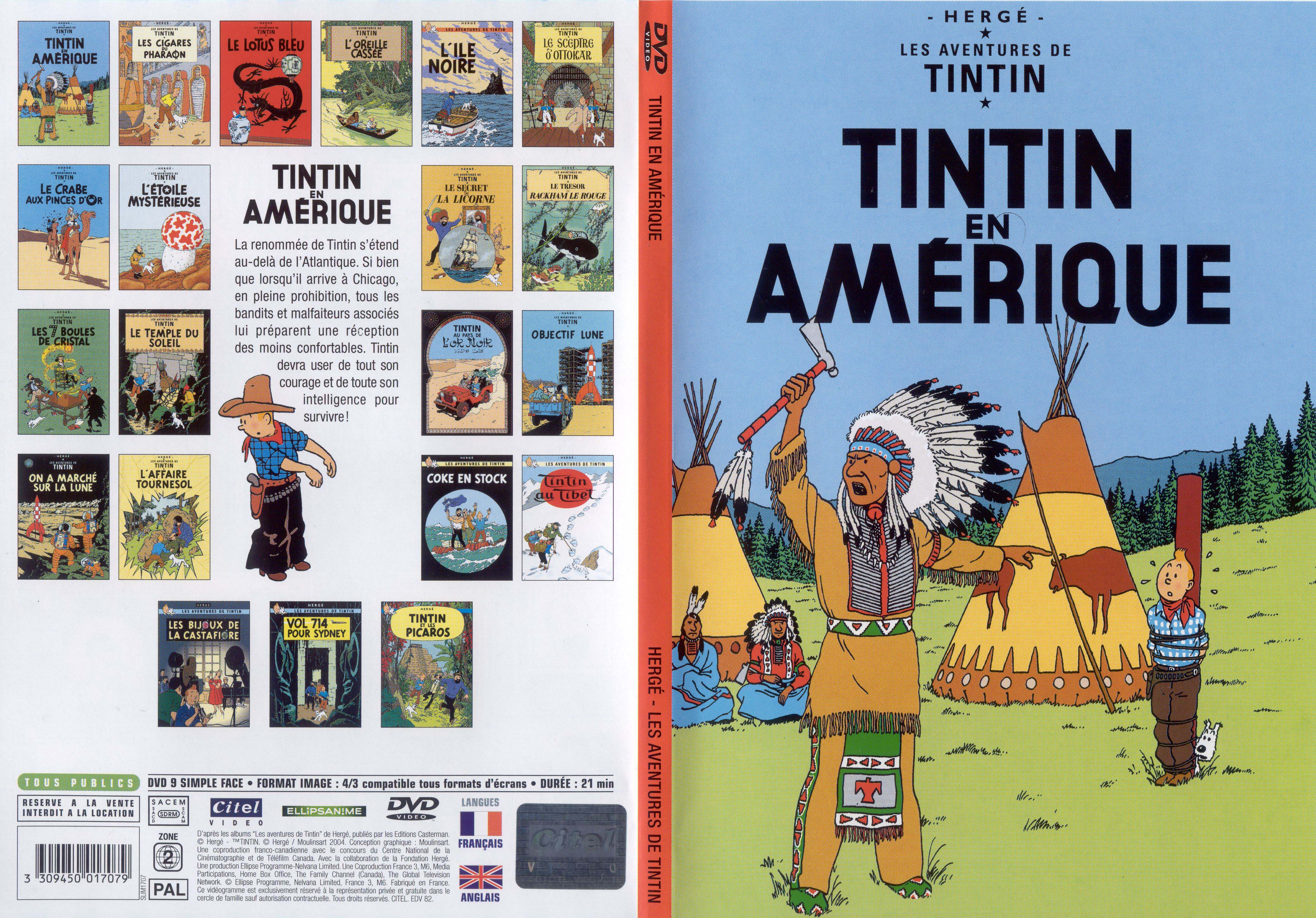 Jaquette DVD Tintin - Tintin en Amrique