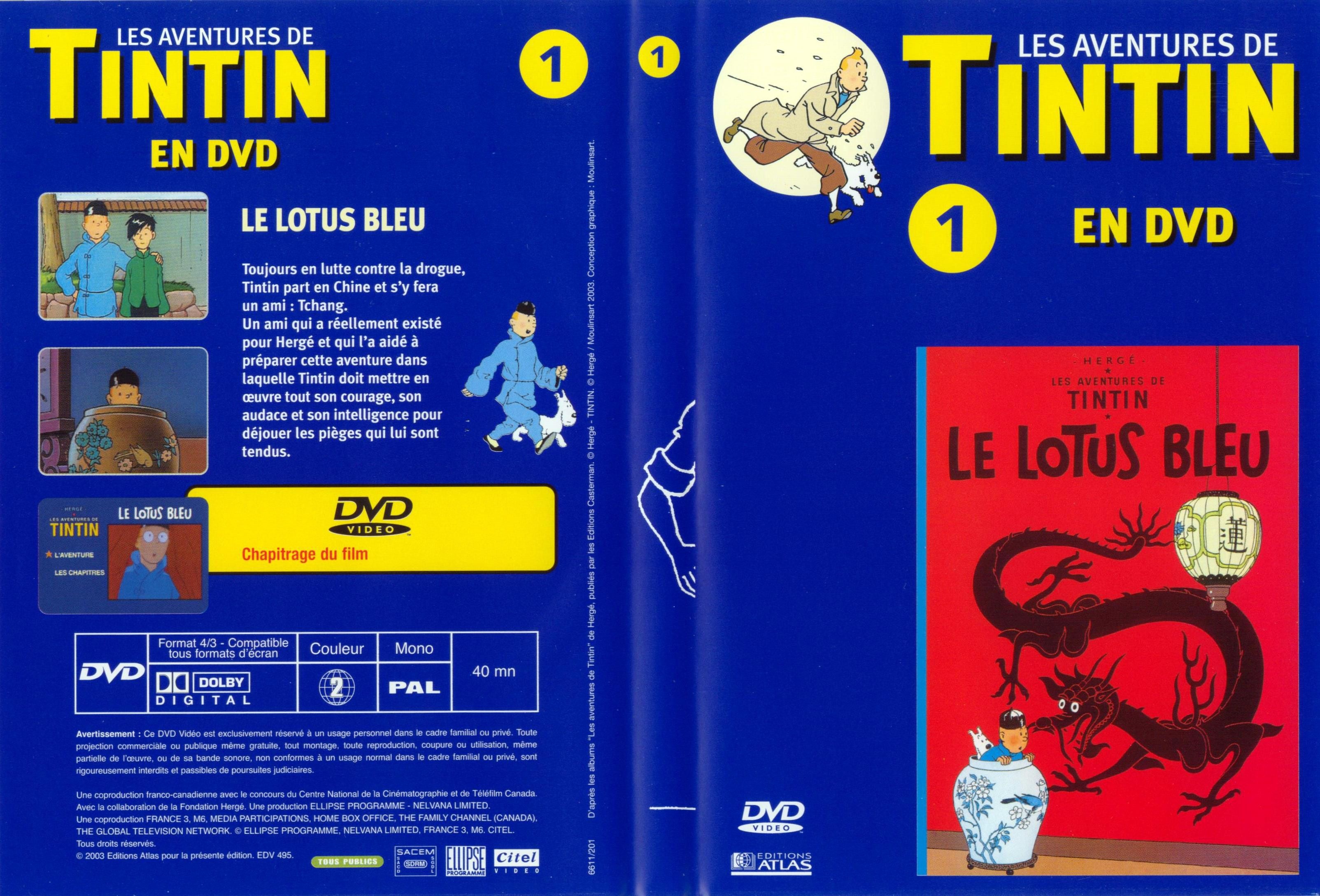 Jaquette DVD Tintin - vol 1 - Le lotus bleu