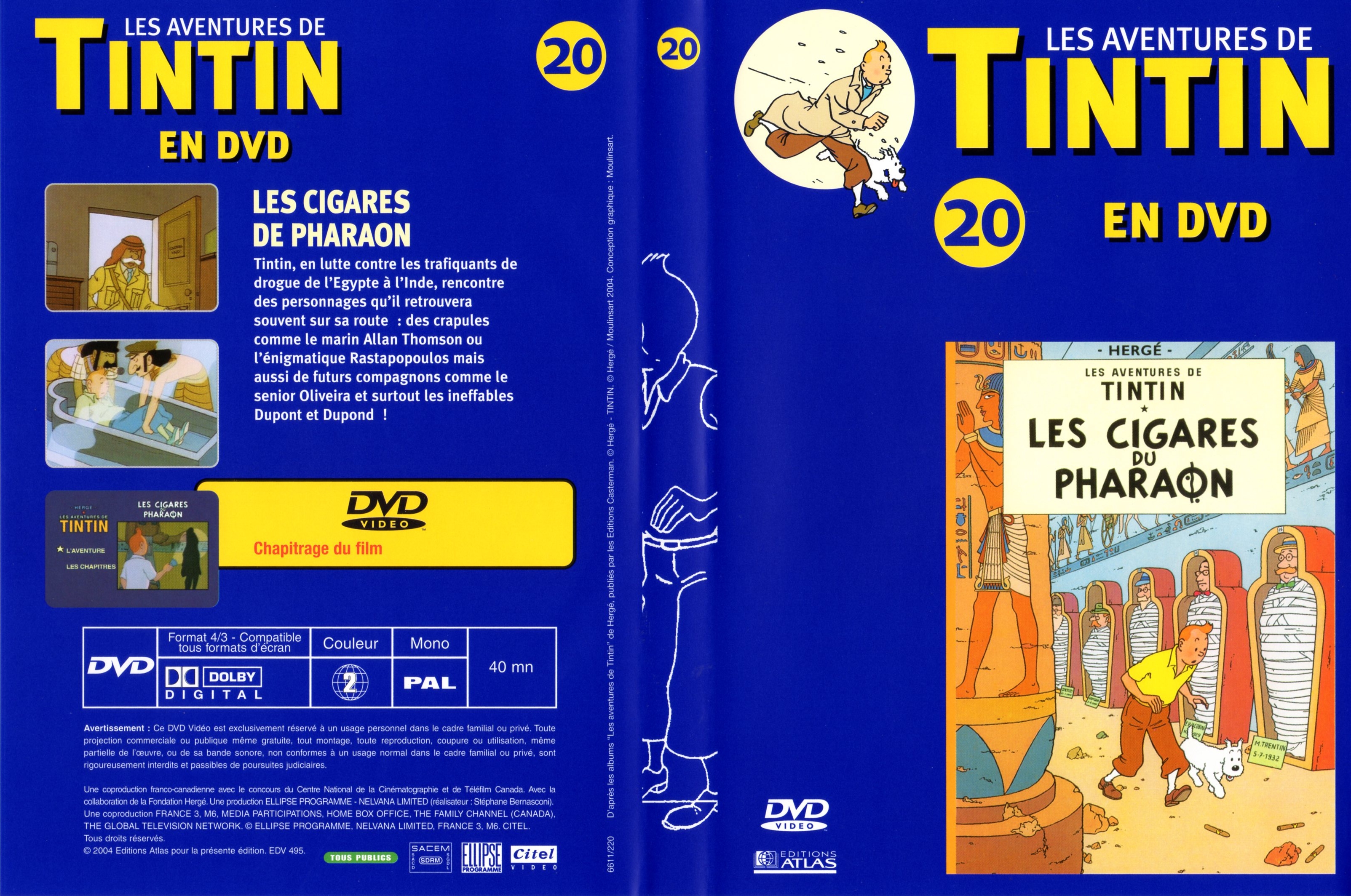 Jaquette DVD Tintin - vol 20 - Les cigares du pharaon