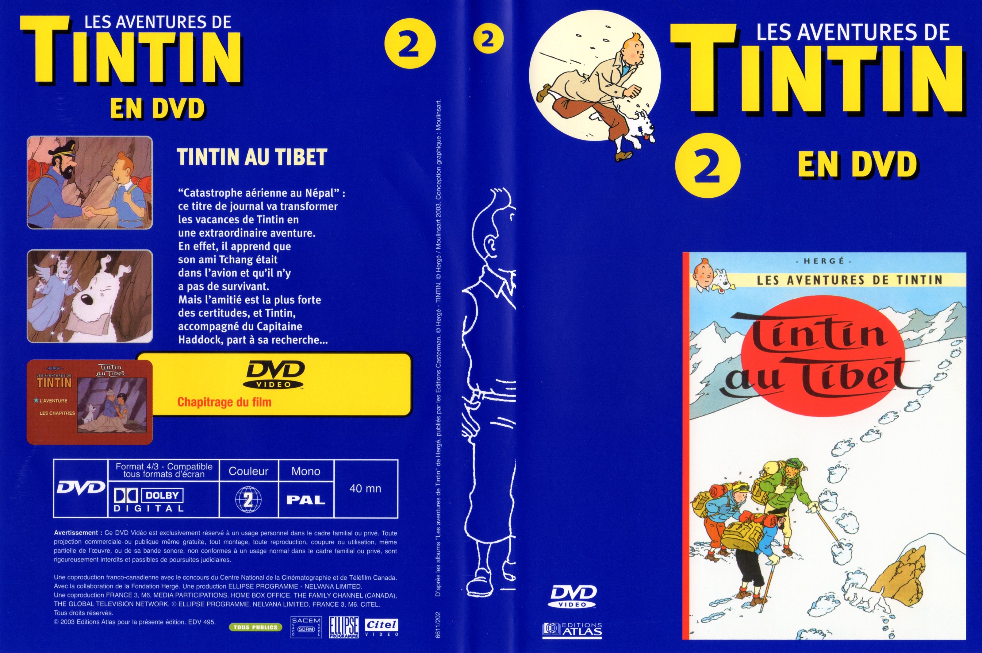 Jaquette DVD Tintin - vol 2 - Tintin au Tibet