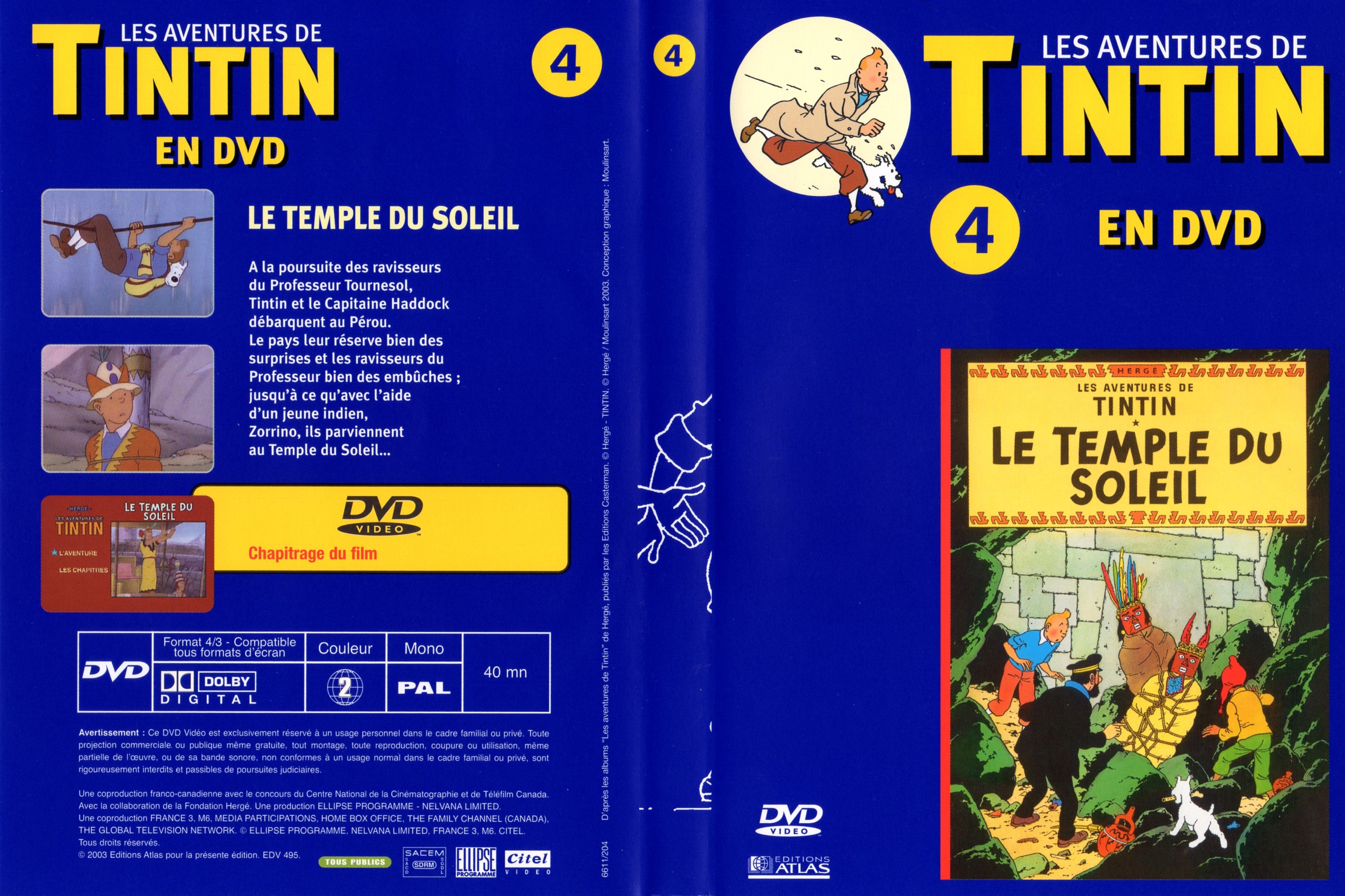 Jaquette DVD Tintin - vol 4 - Le temple du soleil