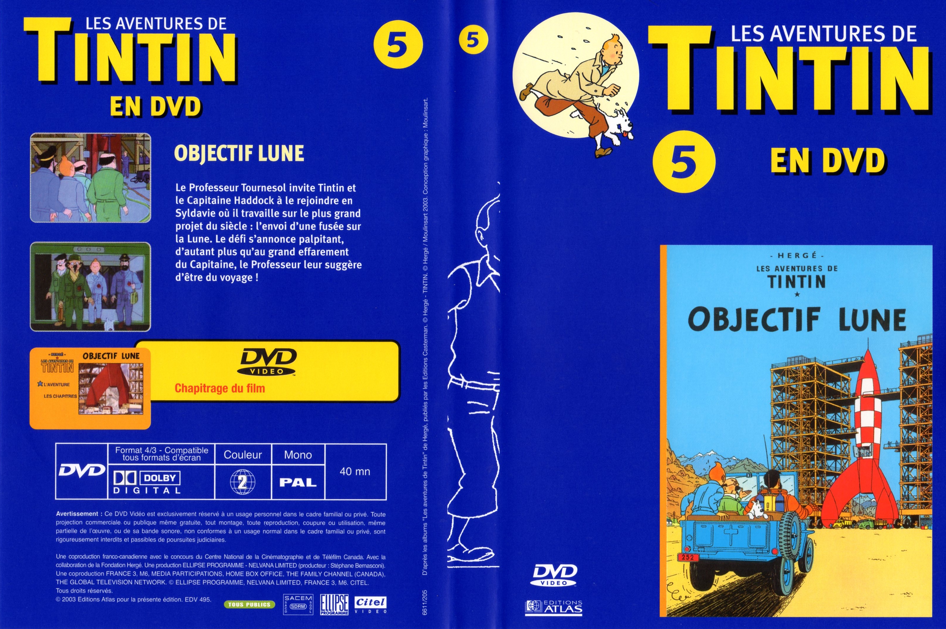 Jaquette DVD Tintin - vol 5 - Objectif lune