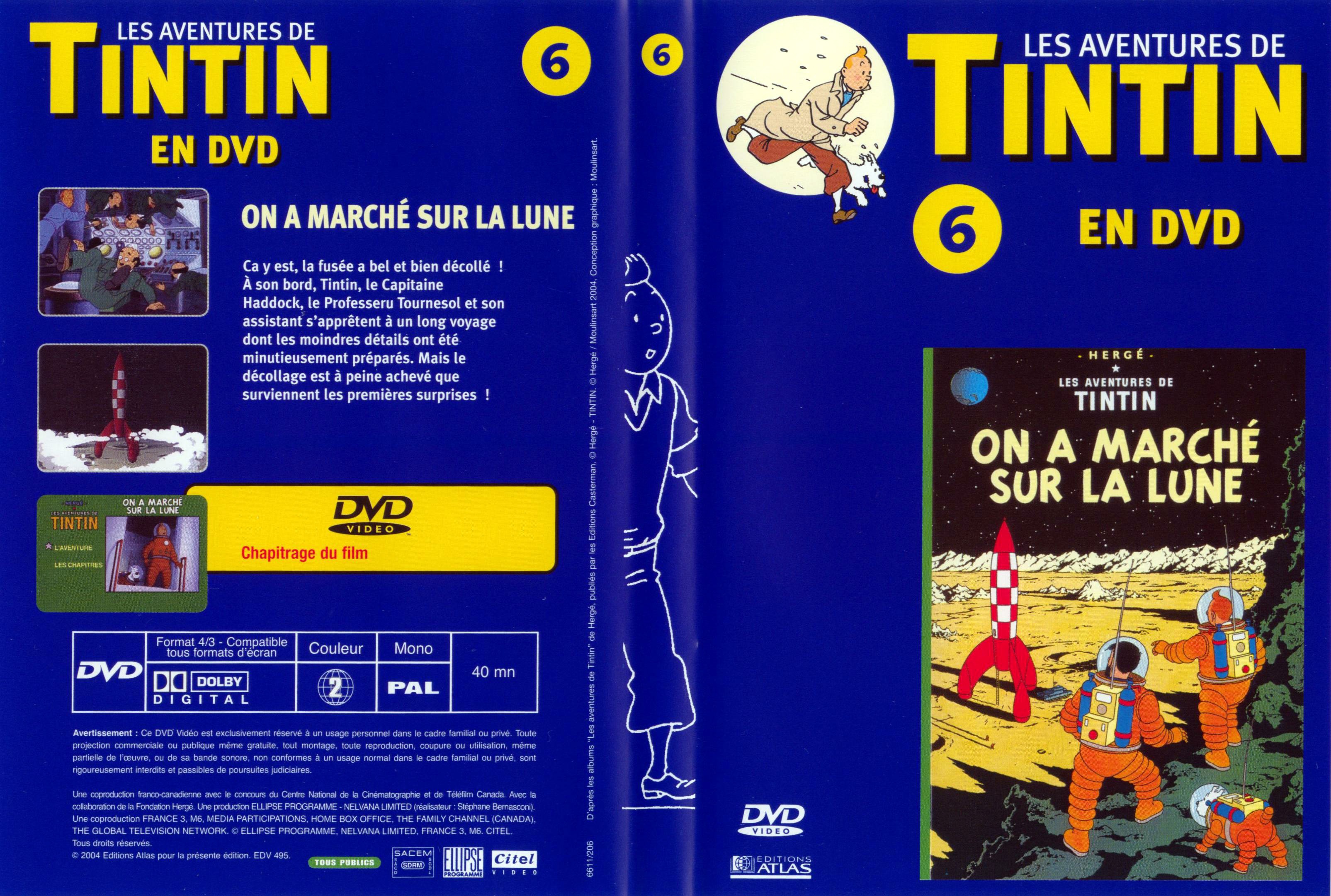 Jaquette DVD Tintin - vol 6 - On a marche sur la lune