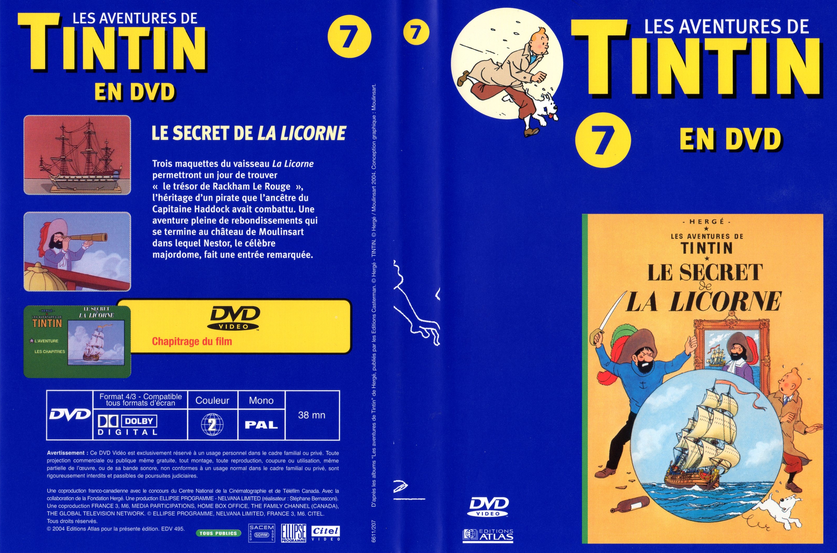 Jaquette DVD Tintin - vol 7 - Le secret de la licorne