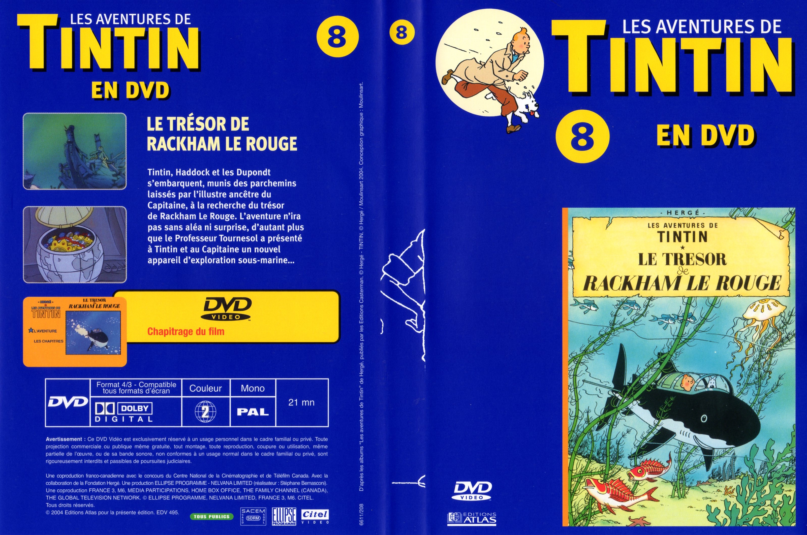 Jaquette DVD Tintin - vol 8 - Le trsor de rackham le rouge