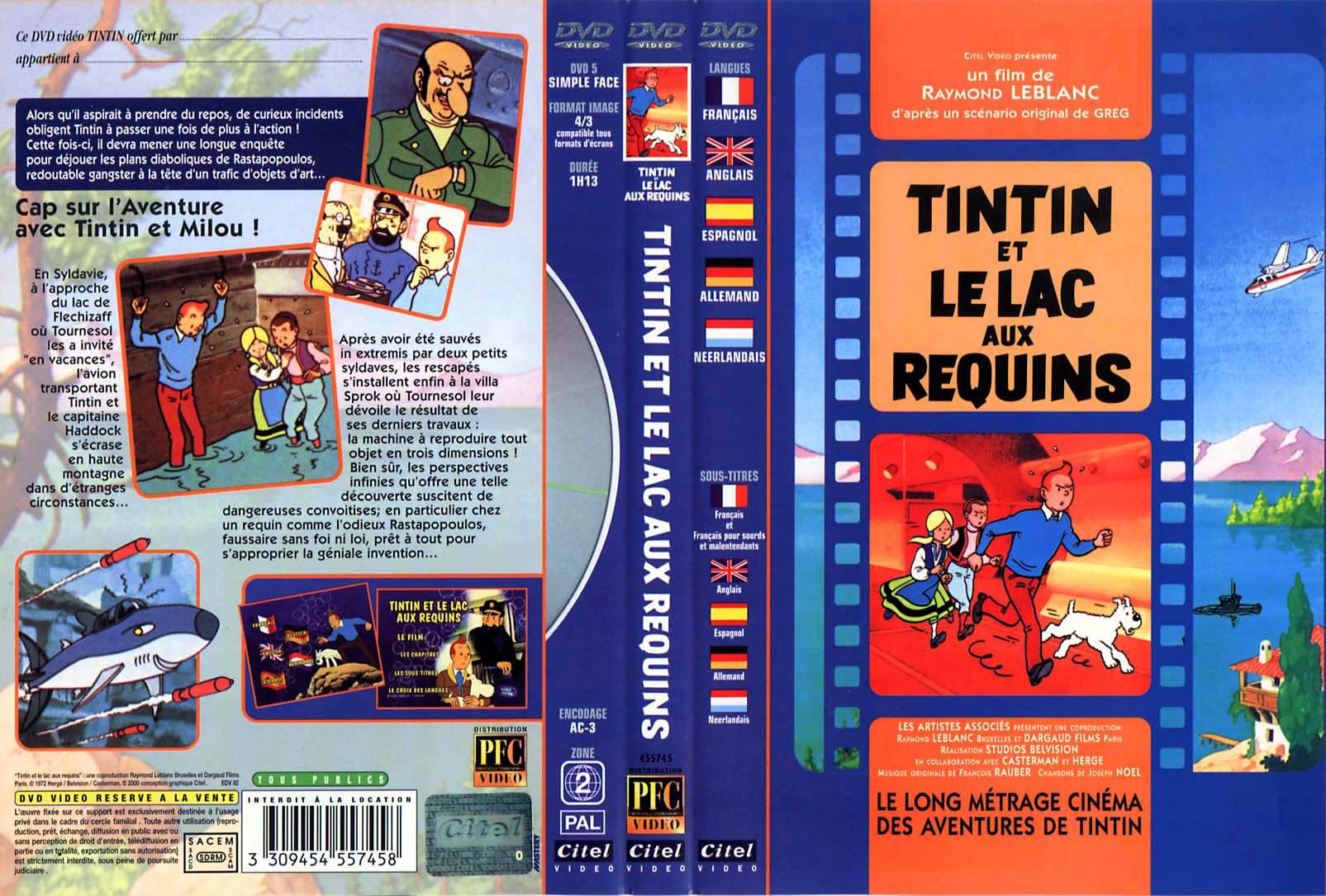 Jaquette DVD Tintin et le lac aux requins