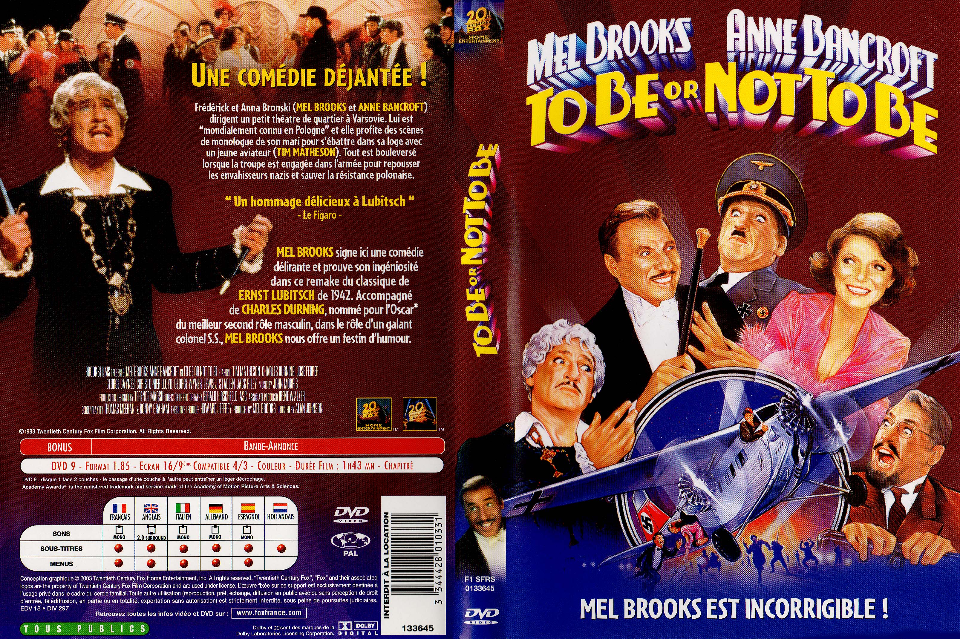 Jaquette DVD To be or not to be (Mel Brooks) v2