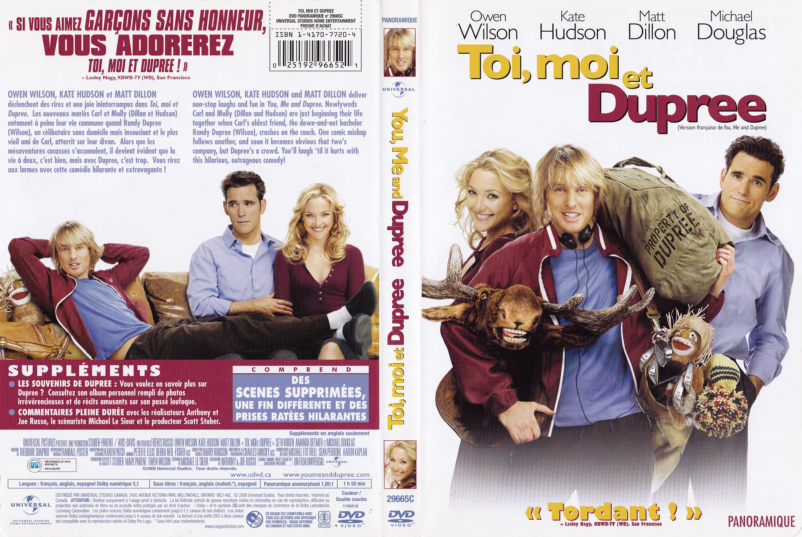 Jaquette DVD Toi moi et dupree - You, me and dupree (Canadienne)