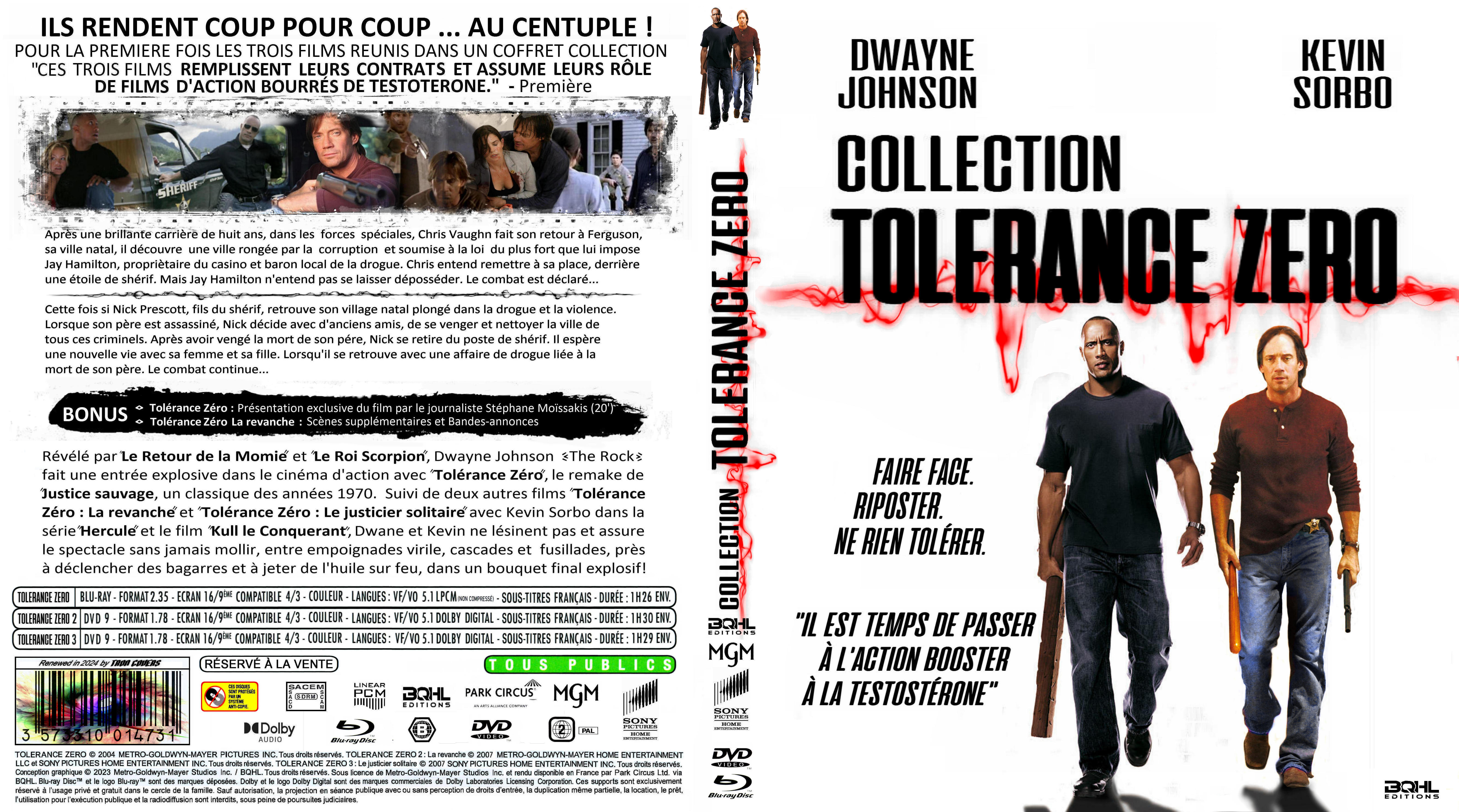 Jaquette DVD Tolerance Zero coffret custom (BLU-RAY)