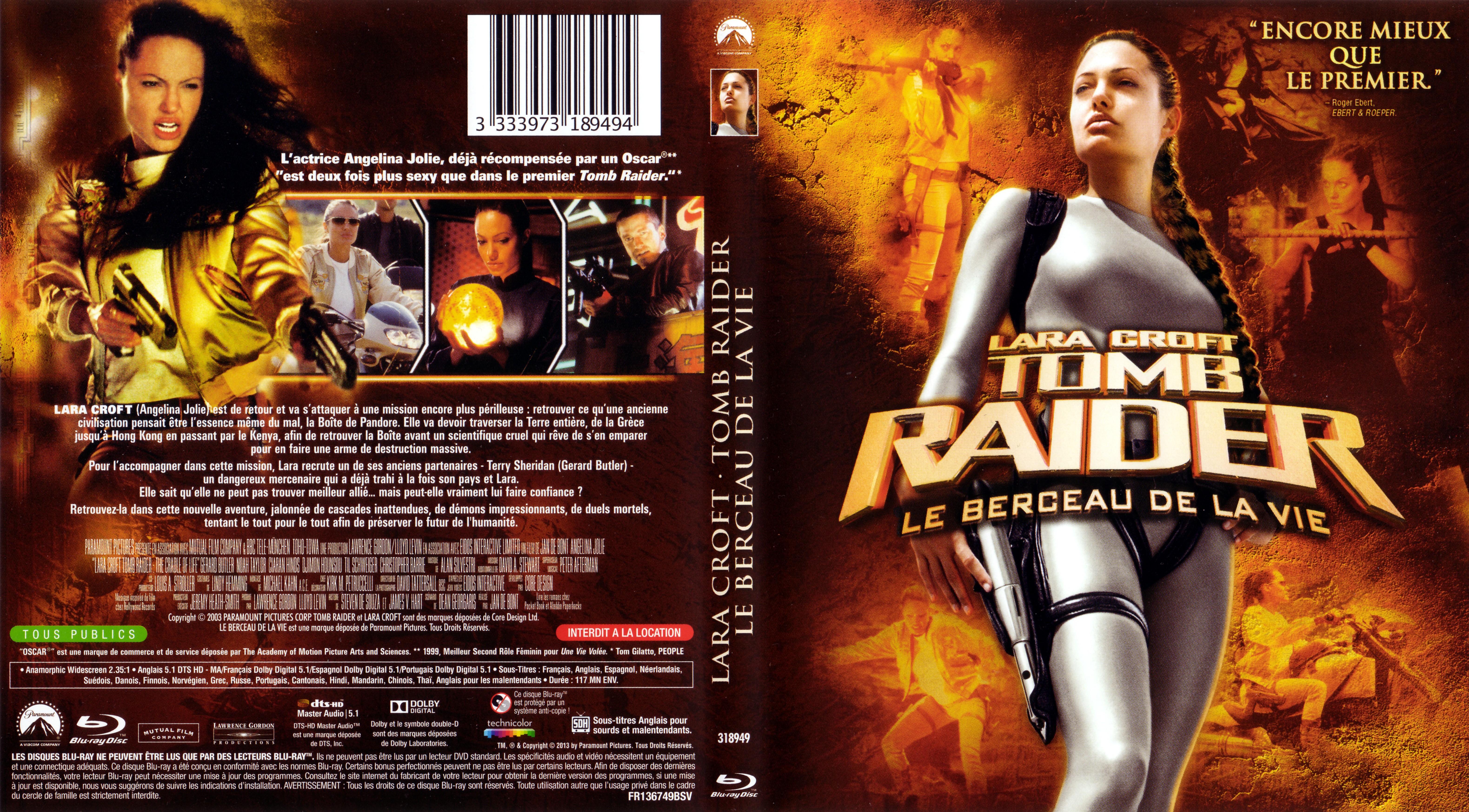 Jaquette DVD Tomb Raider le berceau de la vie (BLU-RAY)