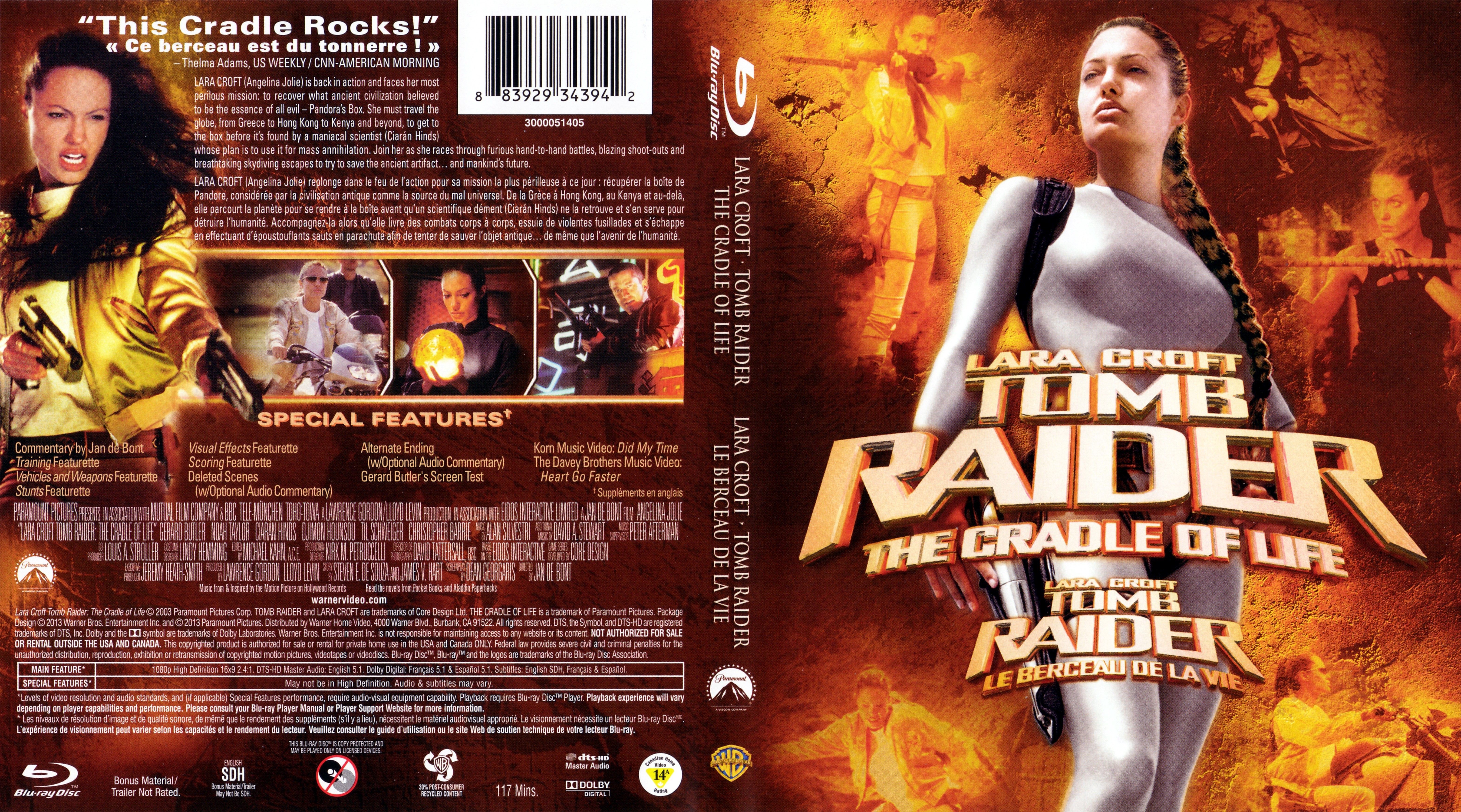 Jaquette DVD Tomb Raider le berceau de la vie (Canadienne) (BLU-RAY)