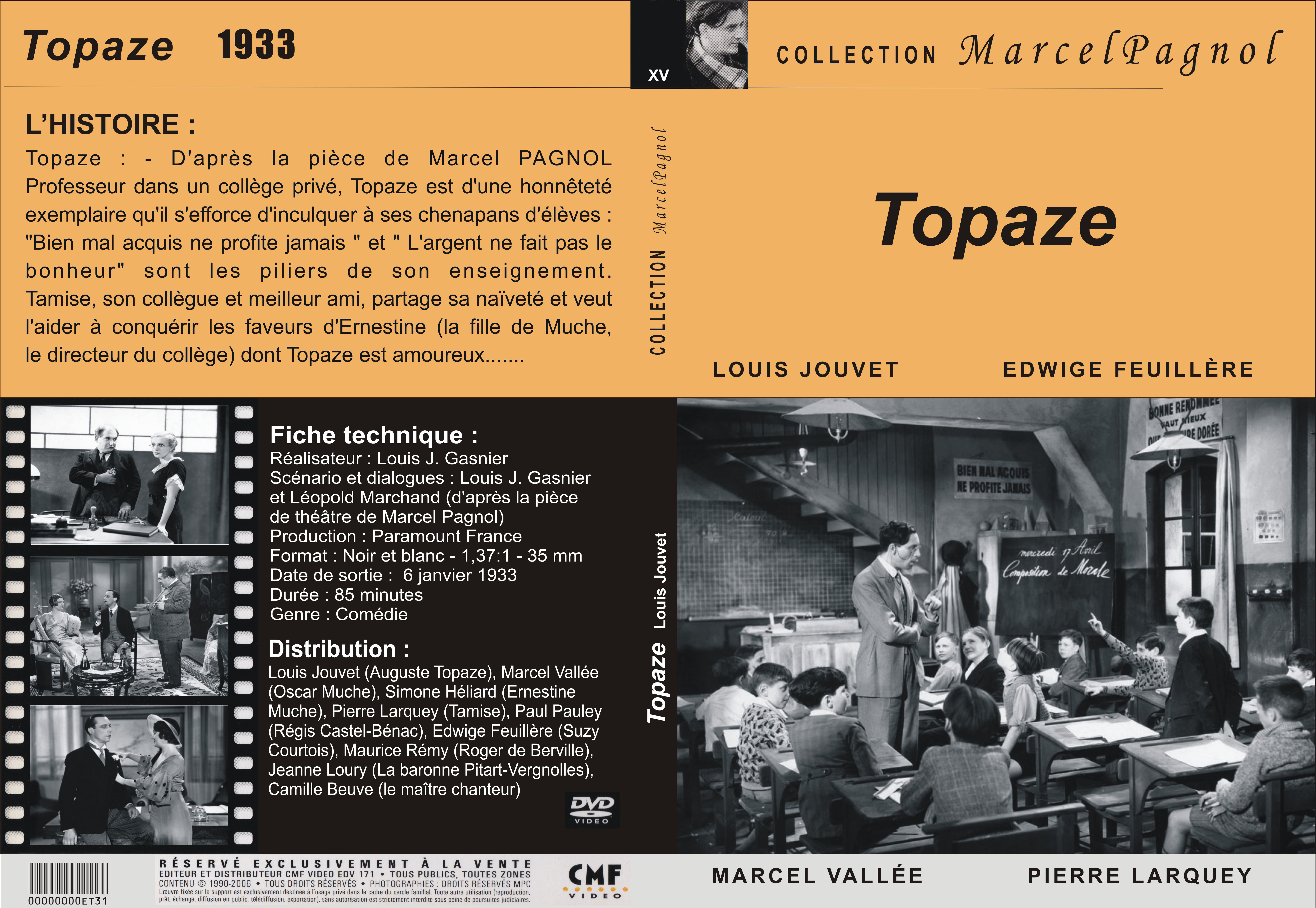 Jaquette DVD Topaze (1933) custom