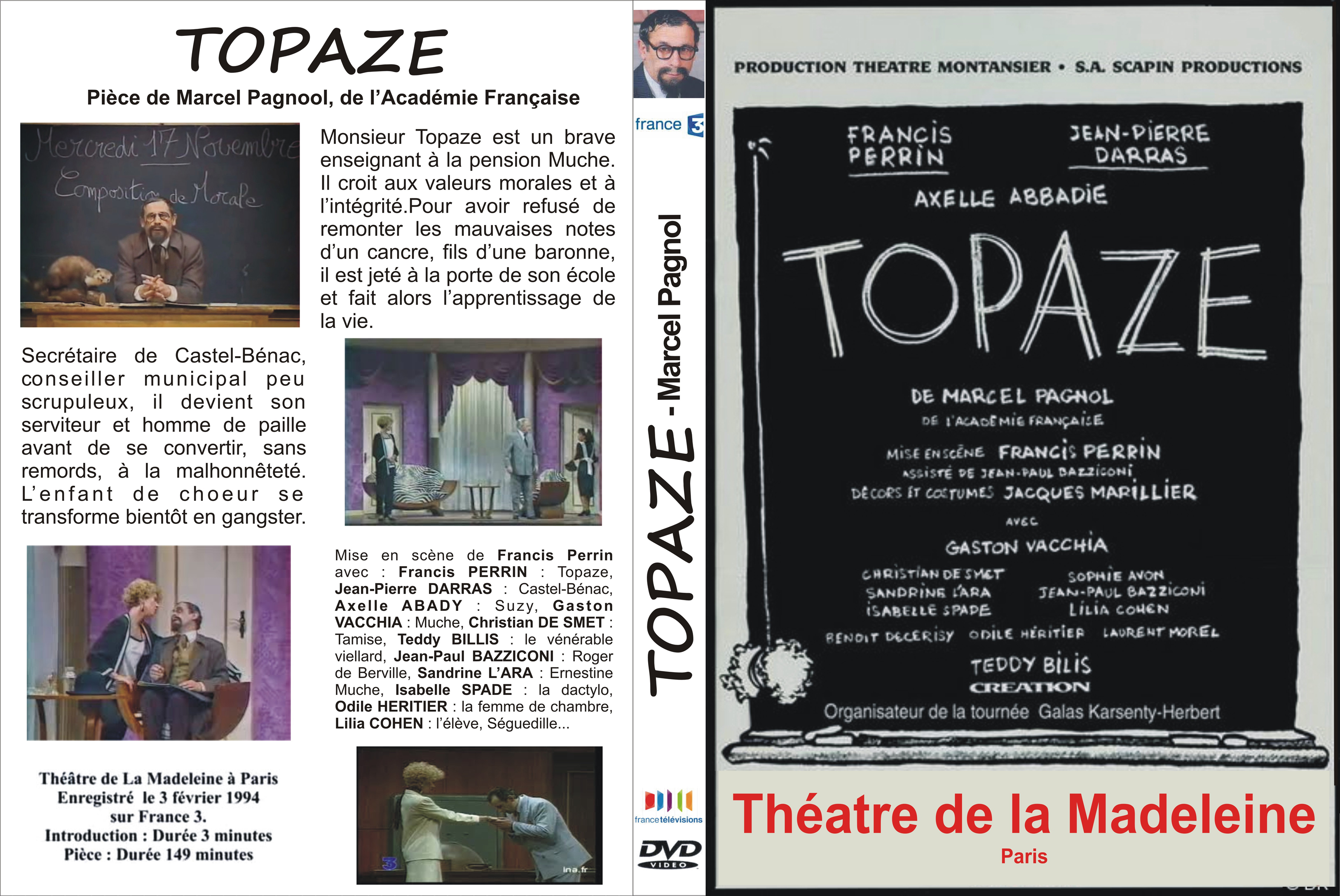 Jaquette DVD Topaze - Theatre (1994) custom