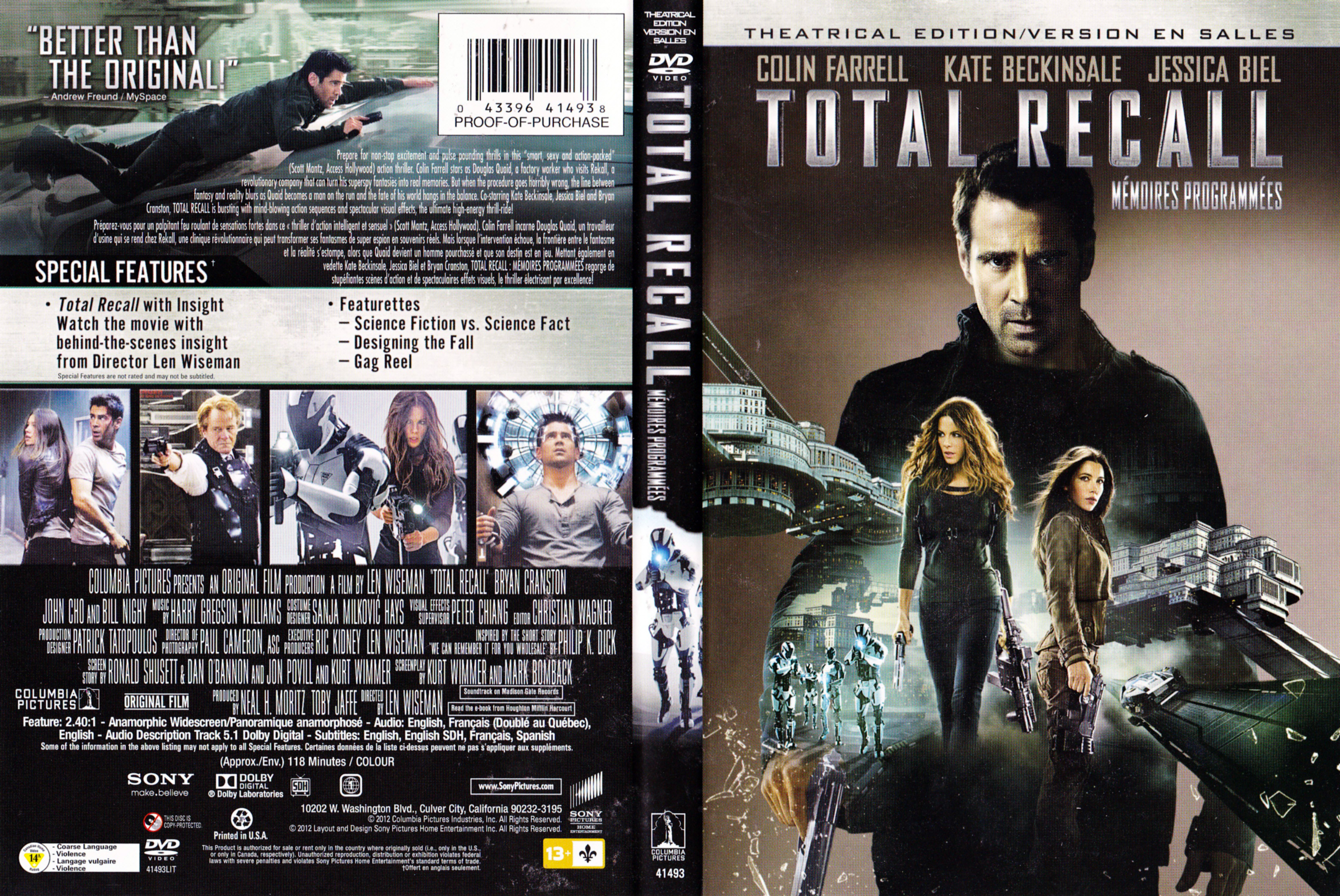 Jaquette DVD Total recall memoires programmes (Canadienne)