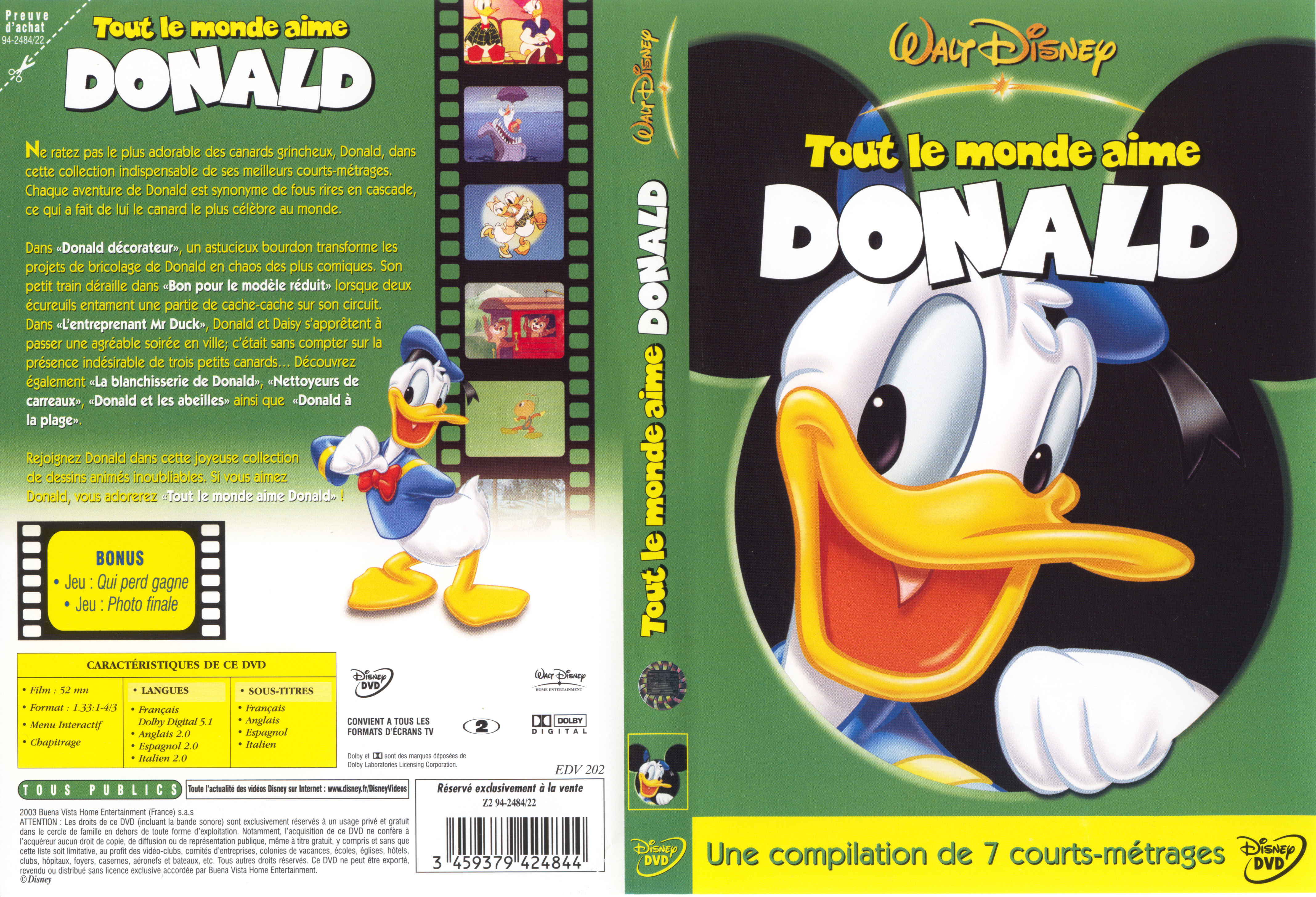 Jaquette DVD Tout le monde aime Donald
