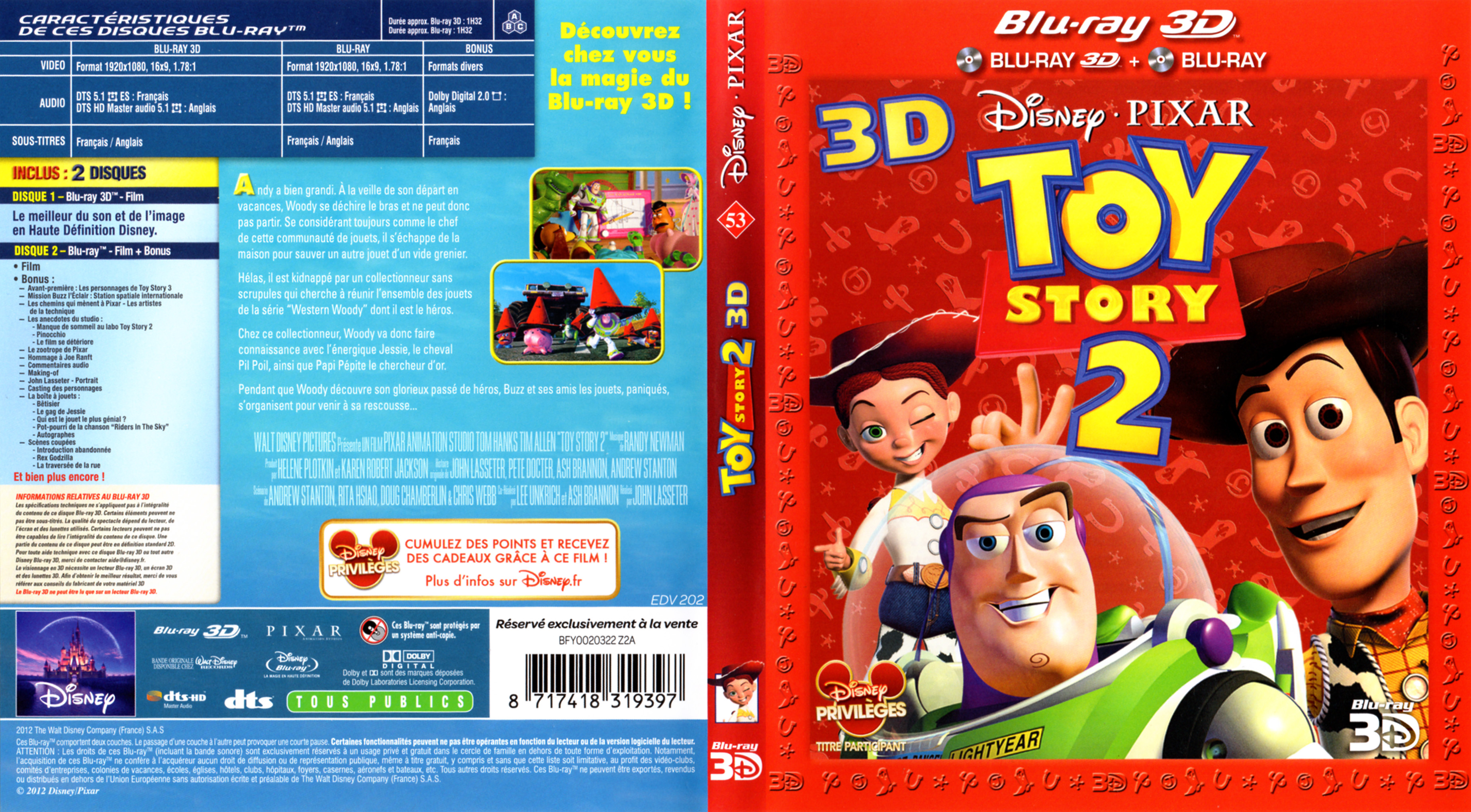 Jaquette DVD Toy Story 2 3D (BLU-RAY)