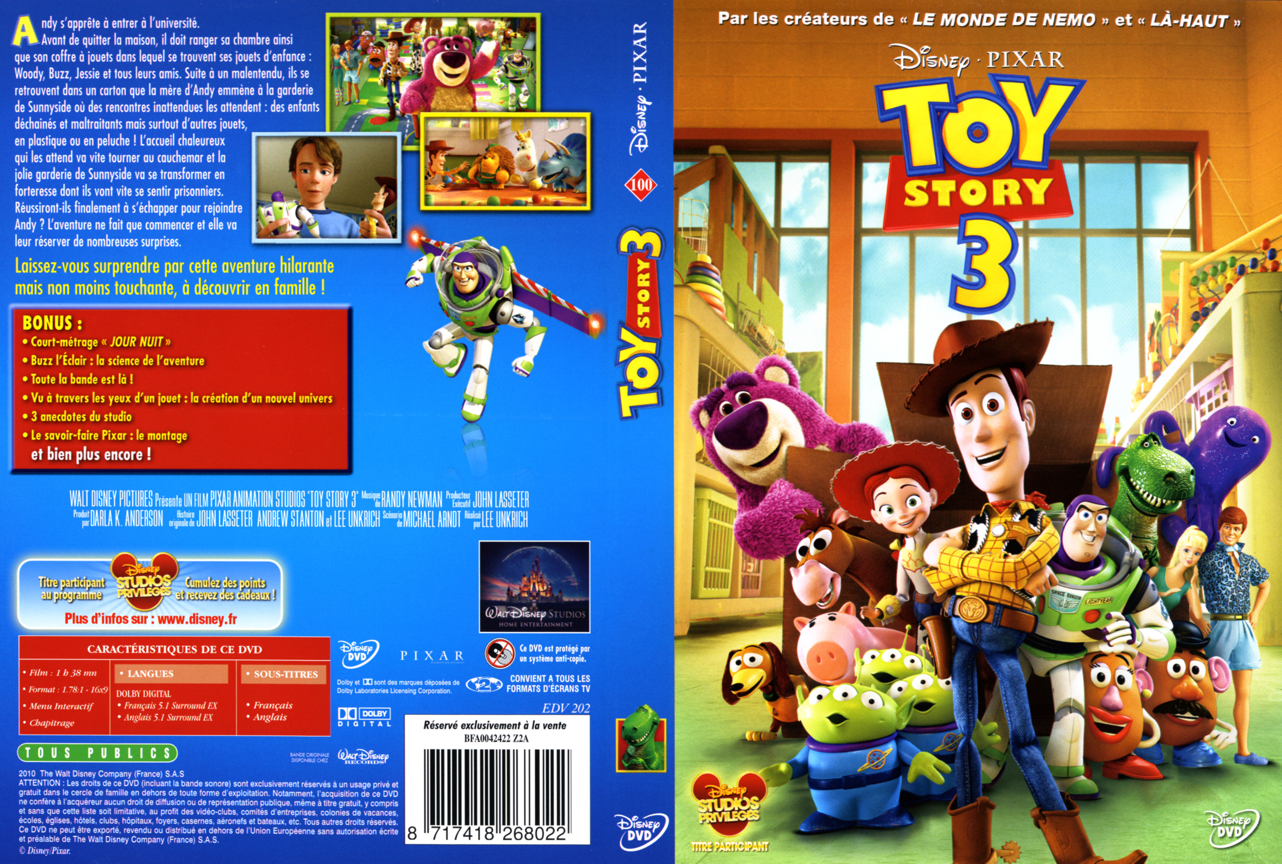 Jaquette DVD Toy story 3