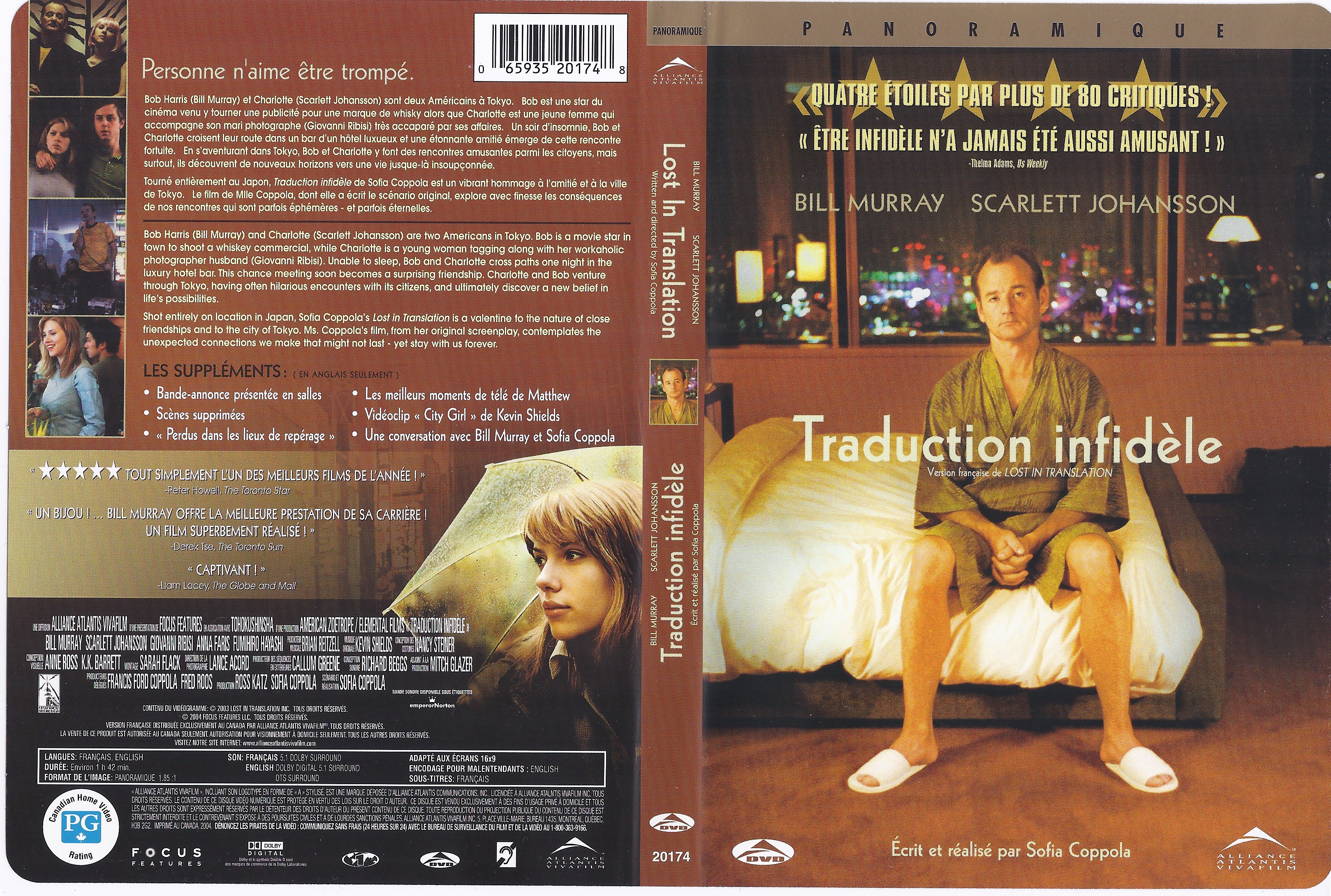 Jaquette DVD Traduction Infidle - Lost In Translation (Canadienne)