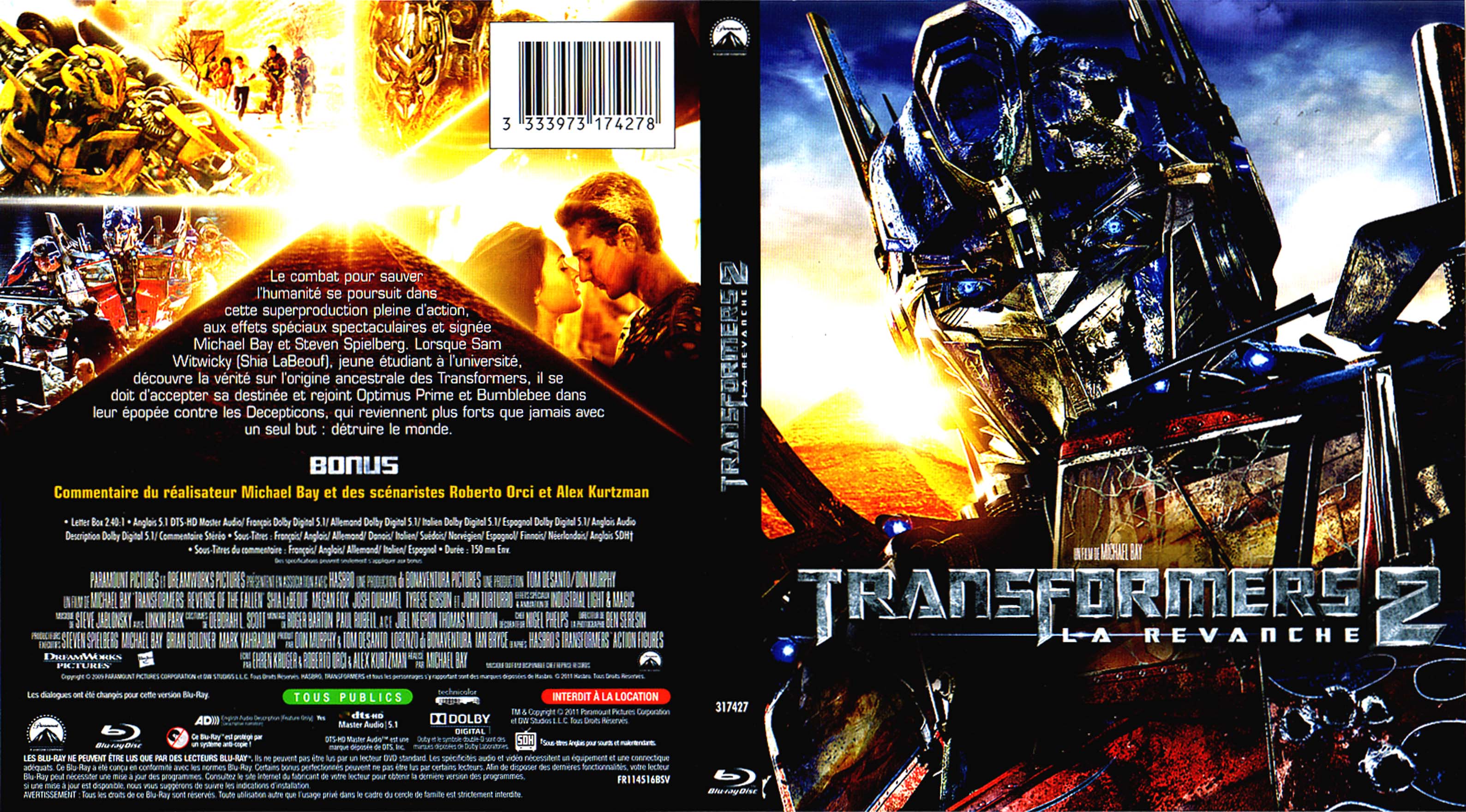 Jaquette DVD Transformers 2 (BLU-RAY) v3