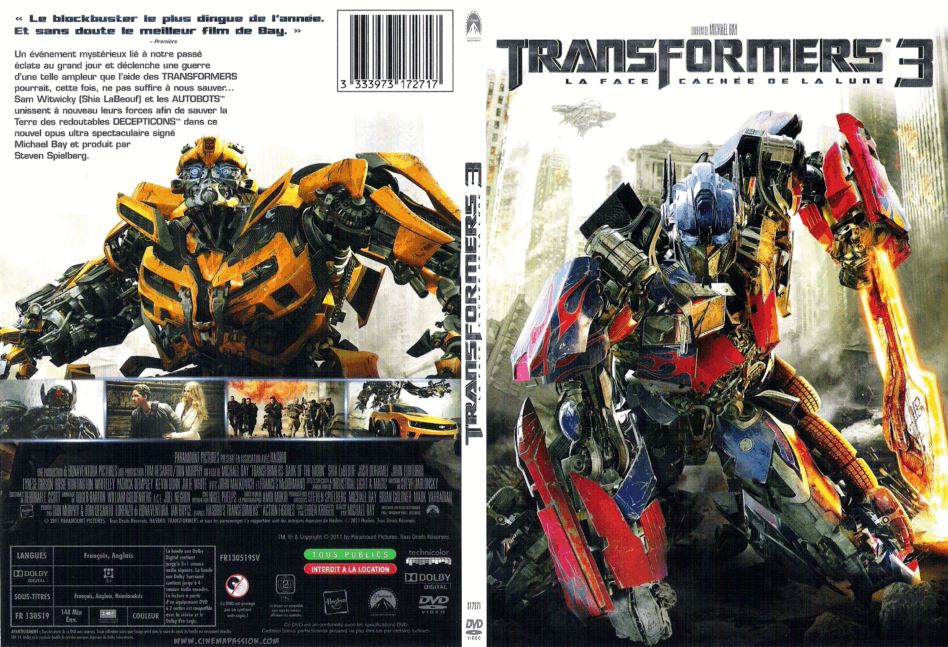 Jaquette DVD Transformers 3 - SLIM