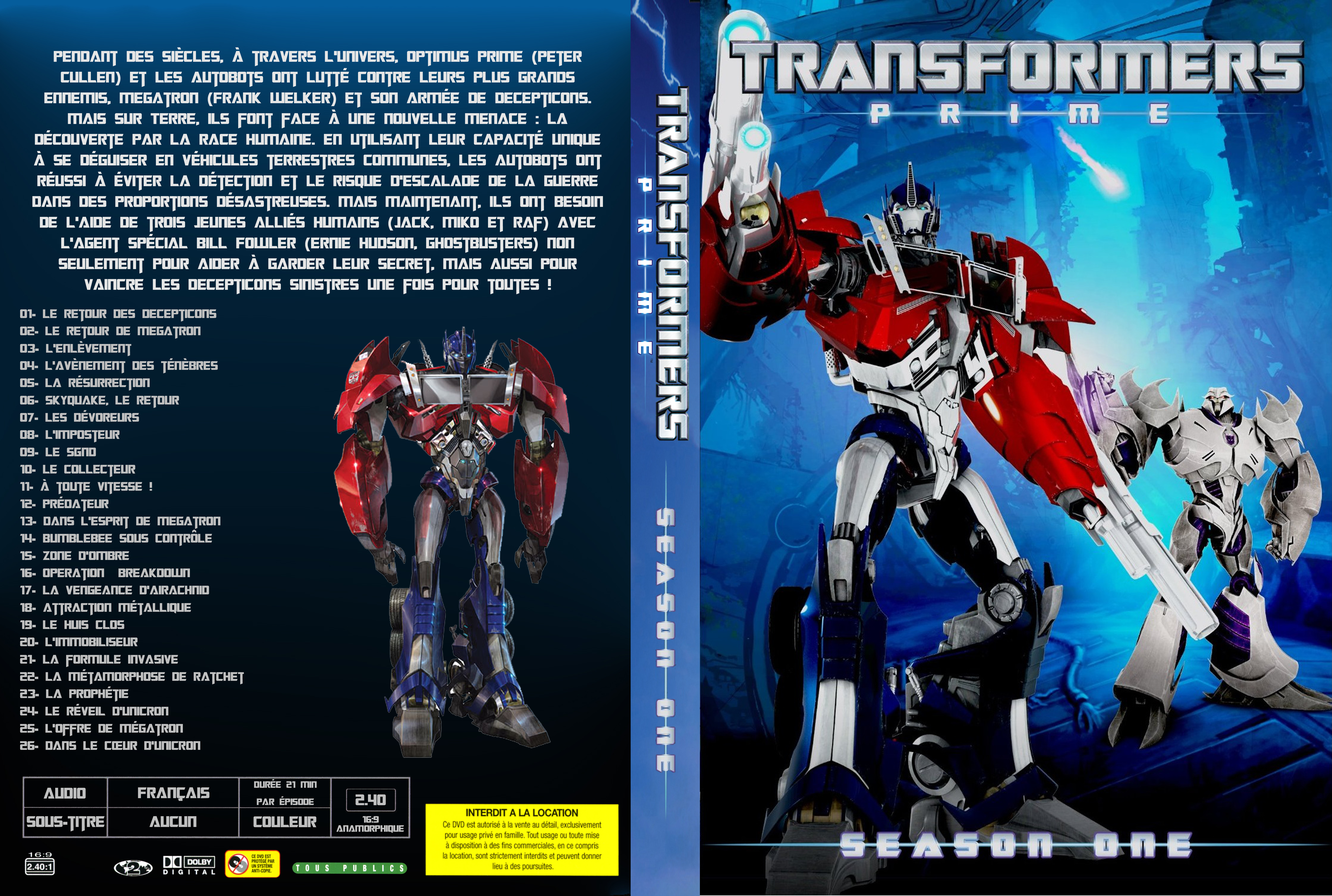 Jaquette DVD Transformers Prime Saison 1 custom