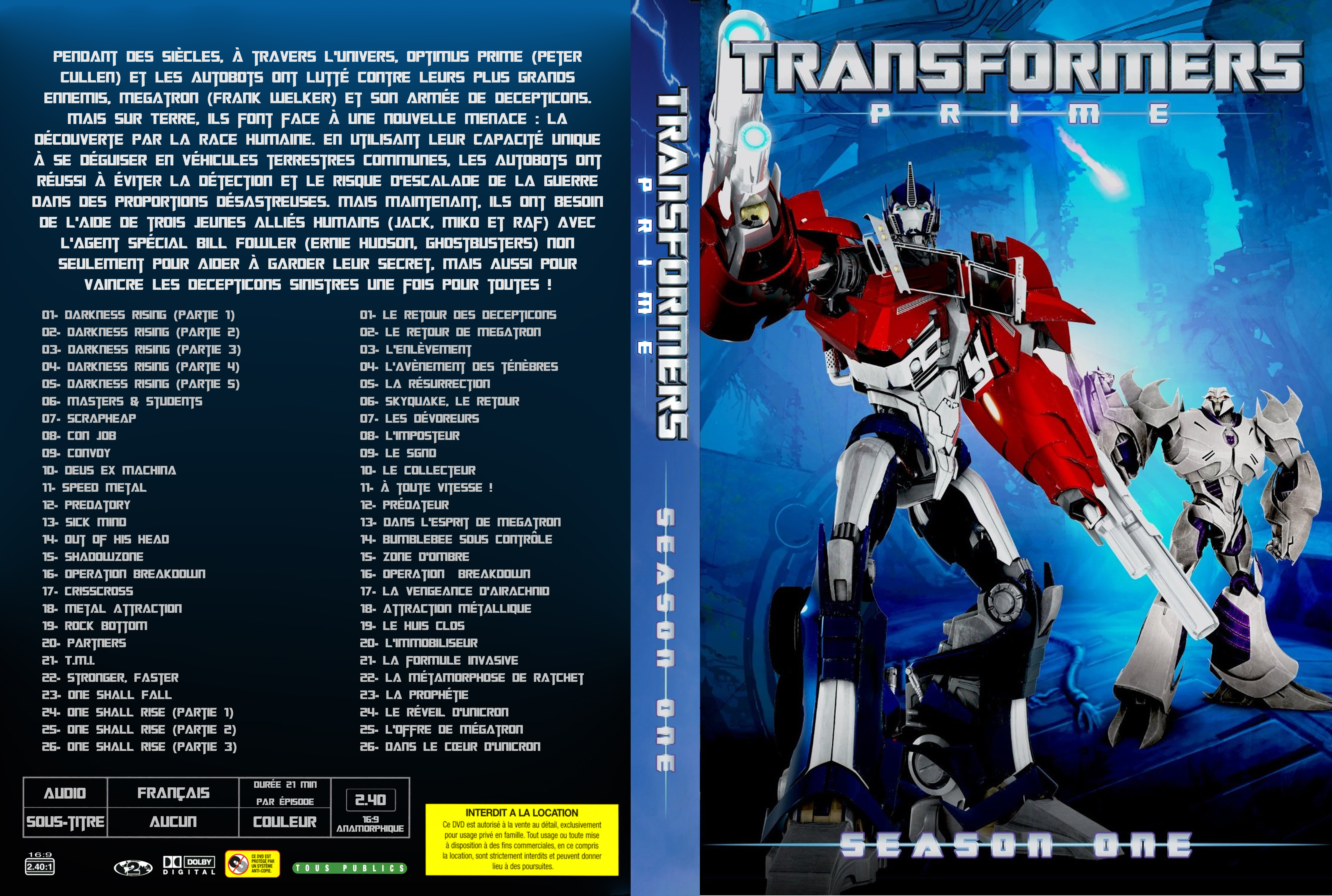 Jaquette DVD Transformers Prime Saison 1 custom v2