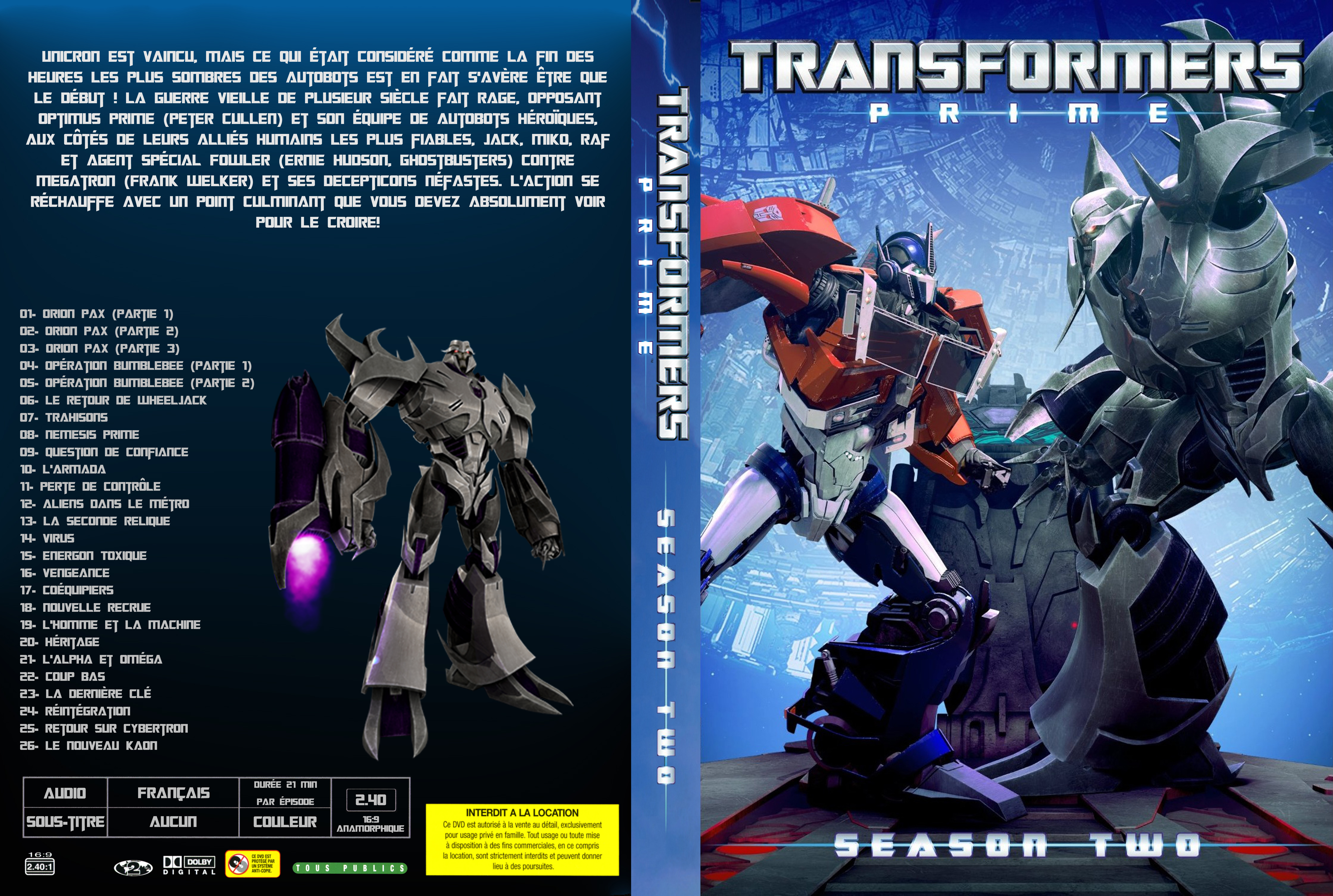 Jaquette DVD Transformers Prime Saison 2 custom