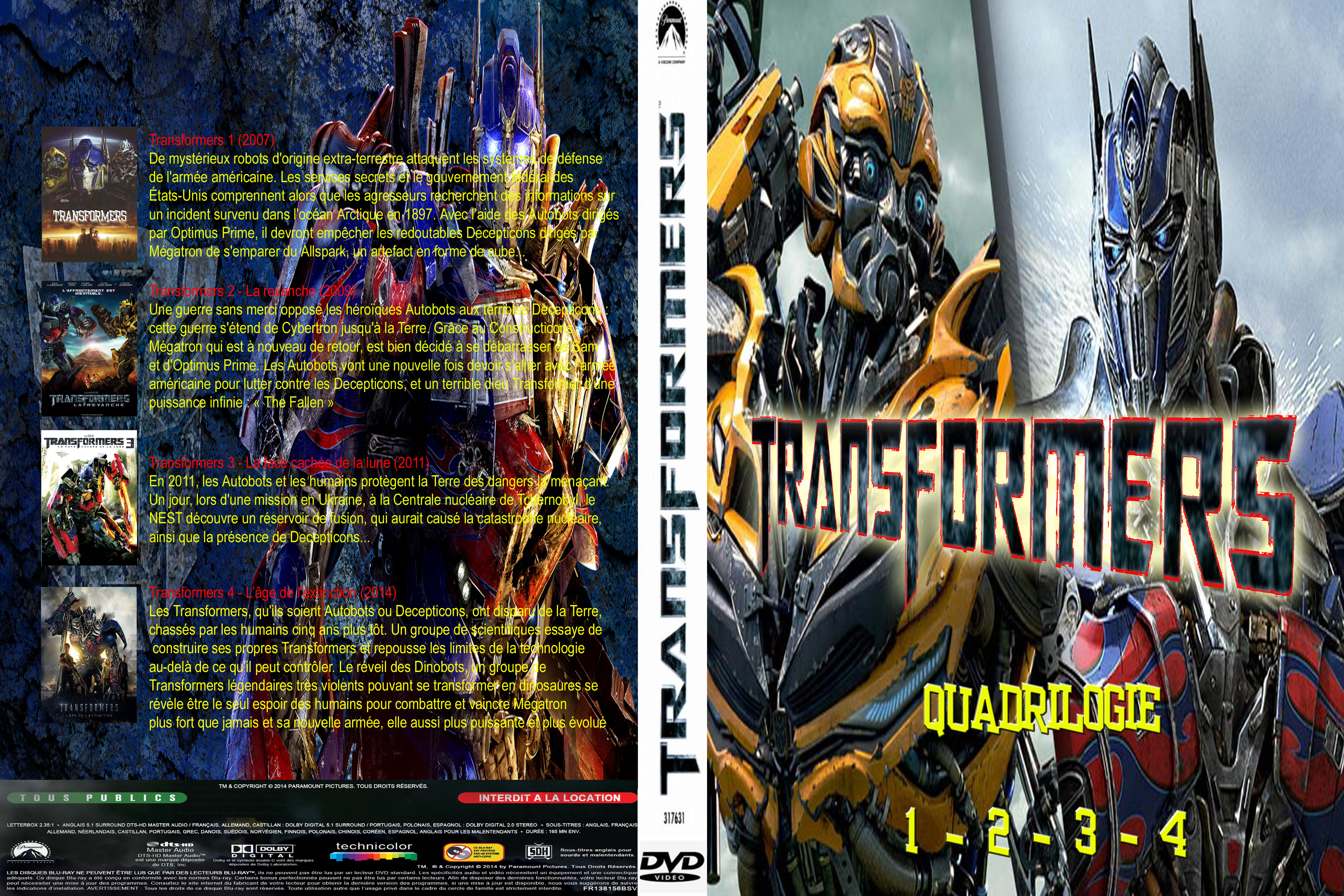 Jaquette DVD Transformers Quadrilogie custom v2