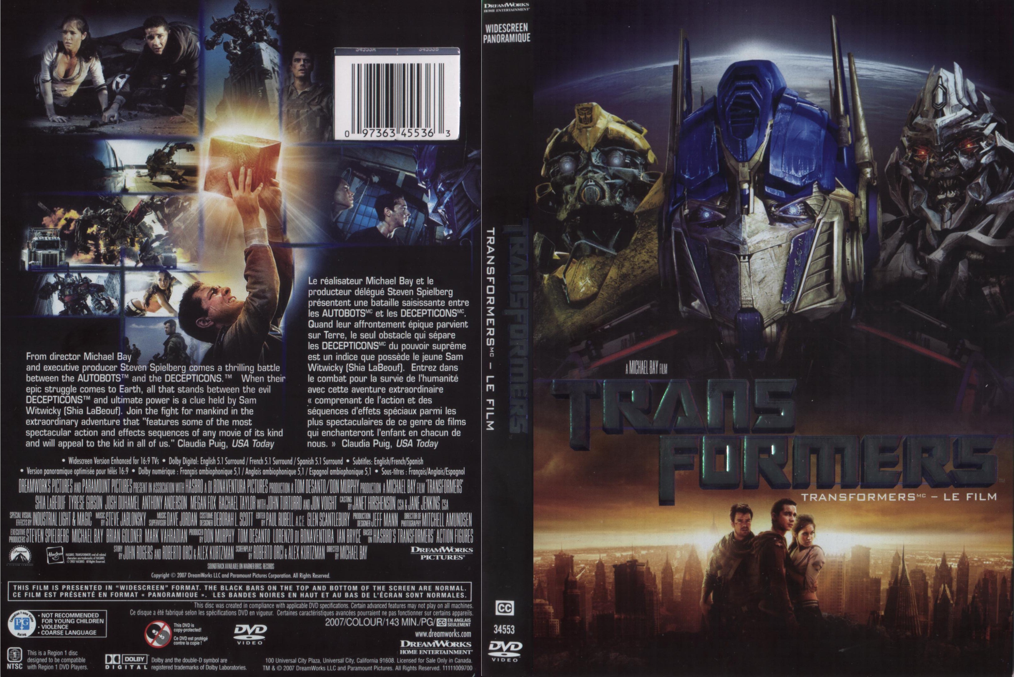 Jaquette DVD Transformers Zone 1