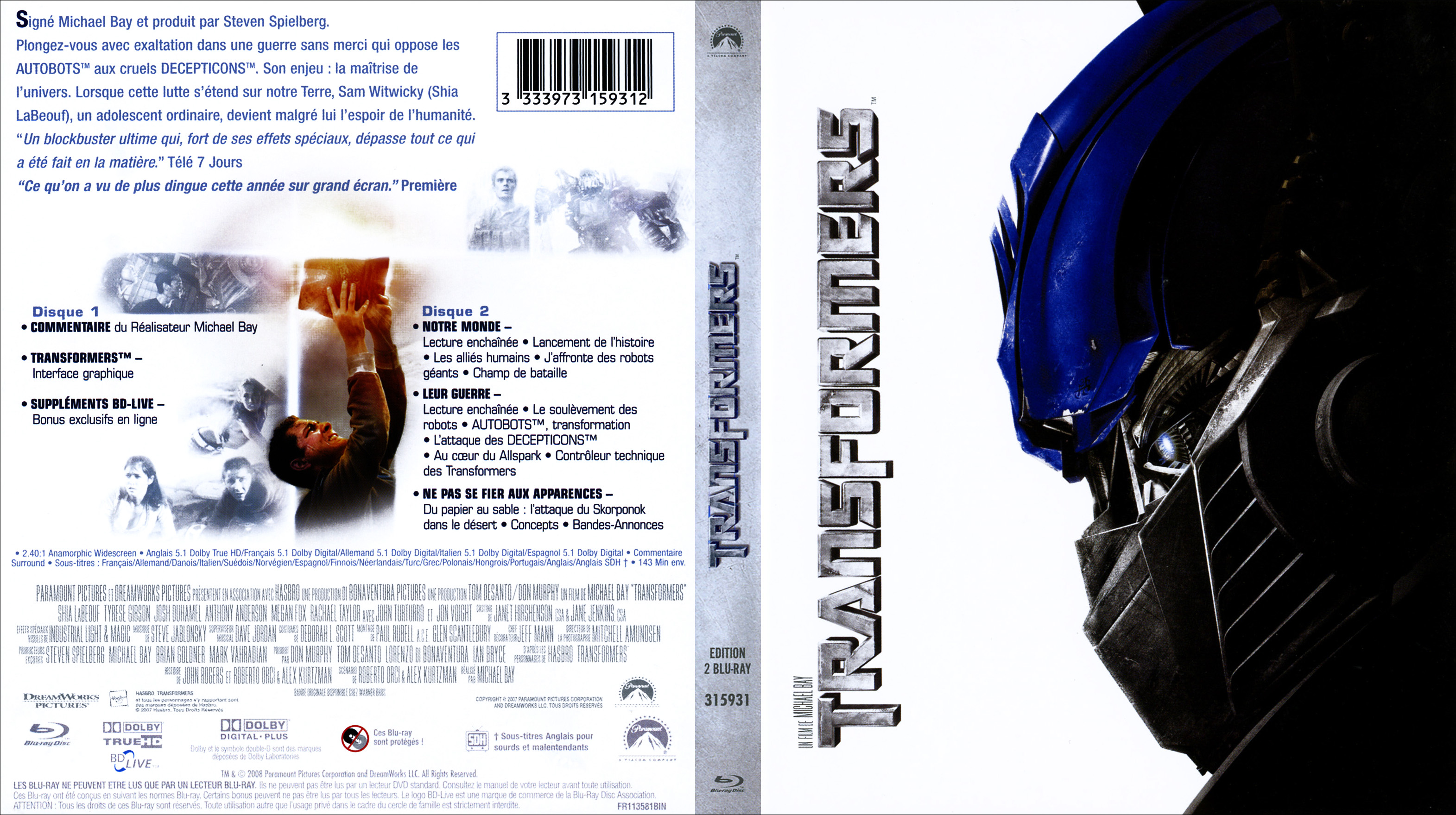 Jaquette DVD Transformers (BLU-RAY) v2