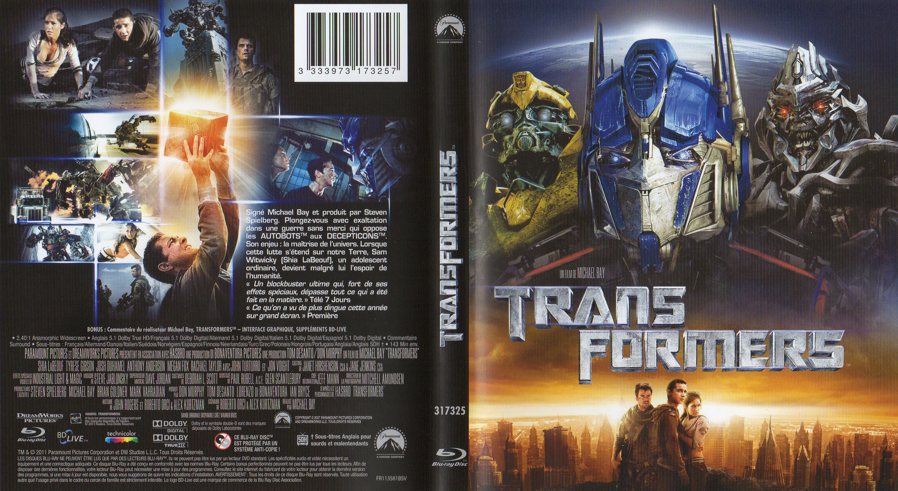 Jaquette DVD Transformers (BLU-RAY) v3