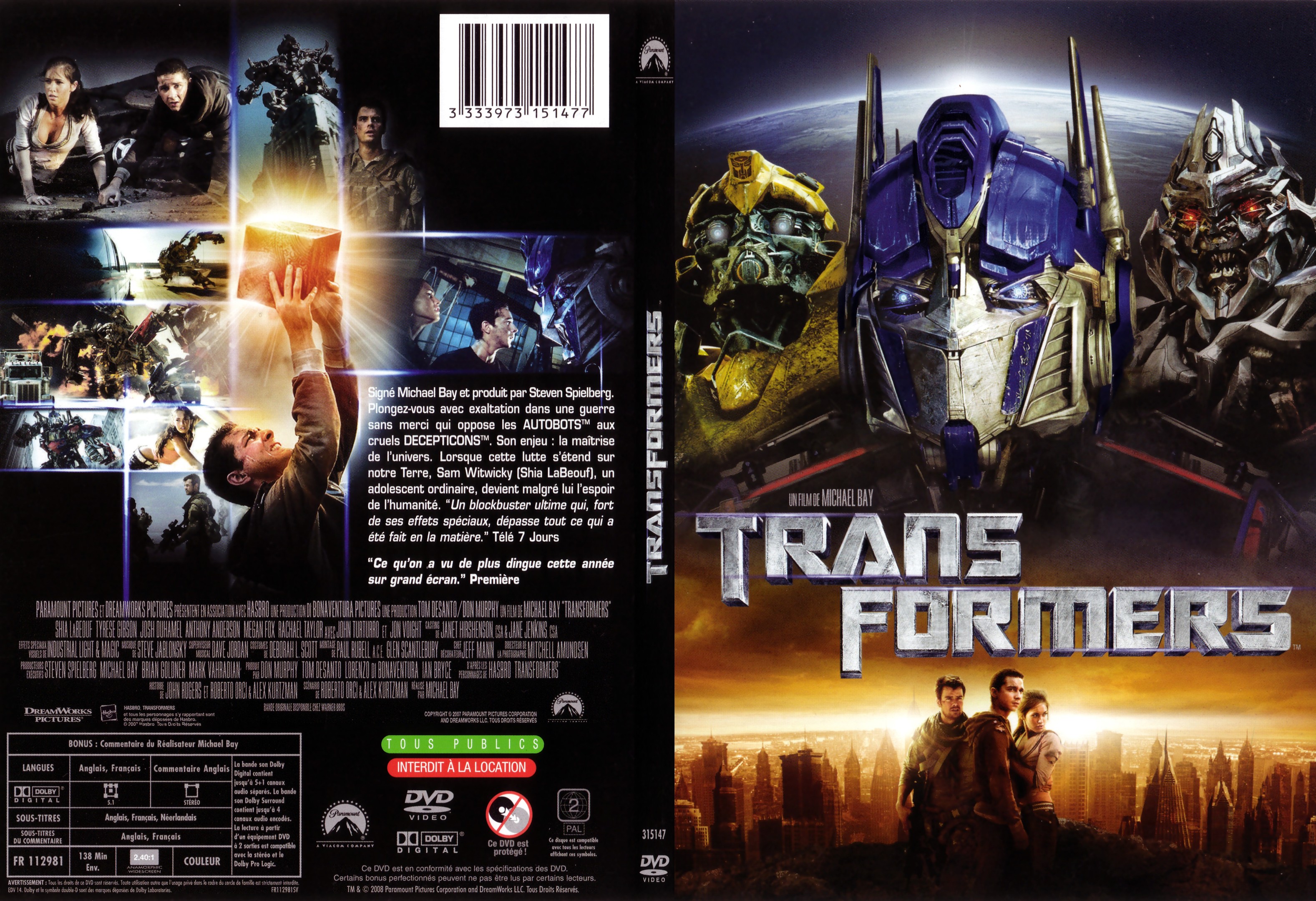 Jaquette DVD Transformers - SLIM