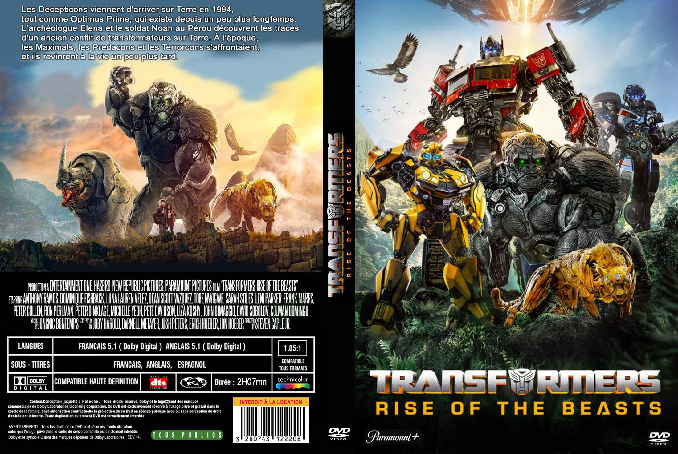 Jaquette DVD Transformers rise of the beasts custom
