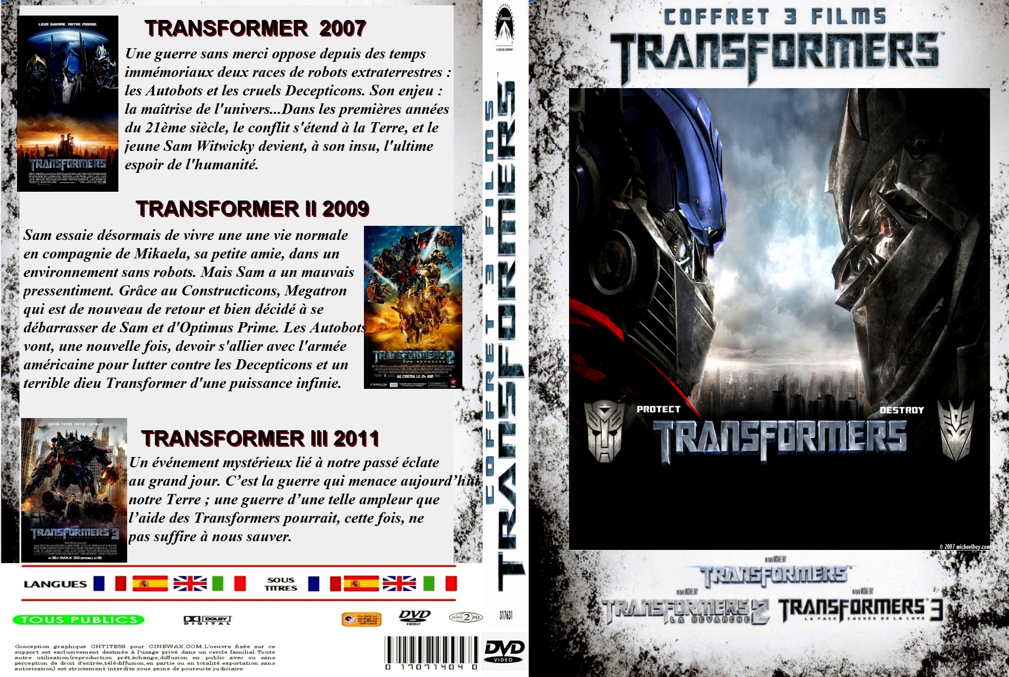 Jaquette DVD Transformers trilogie custom