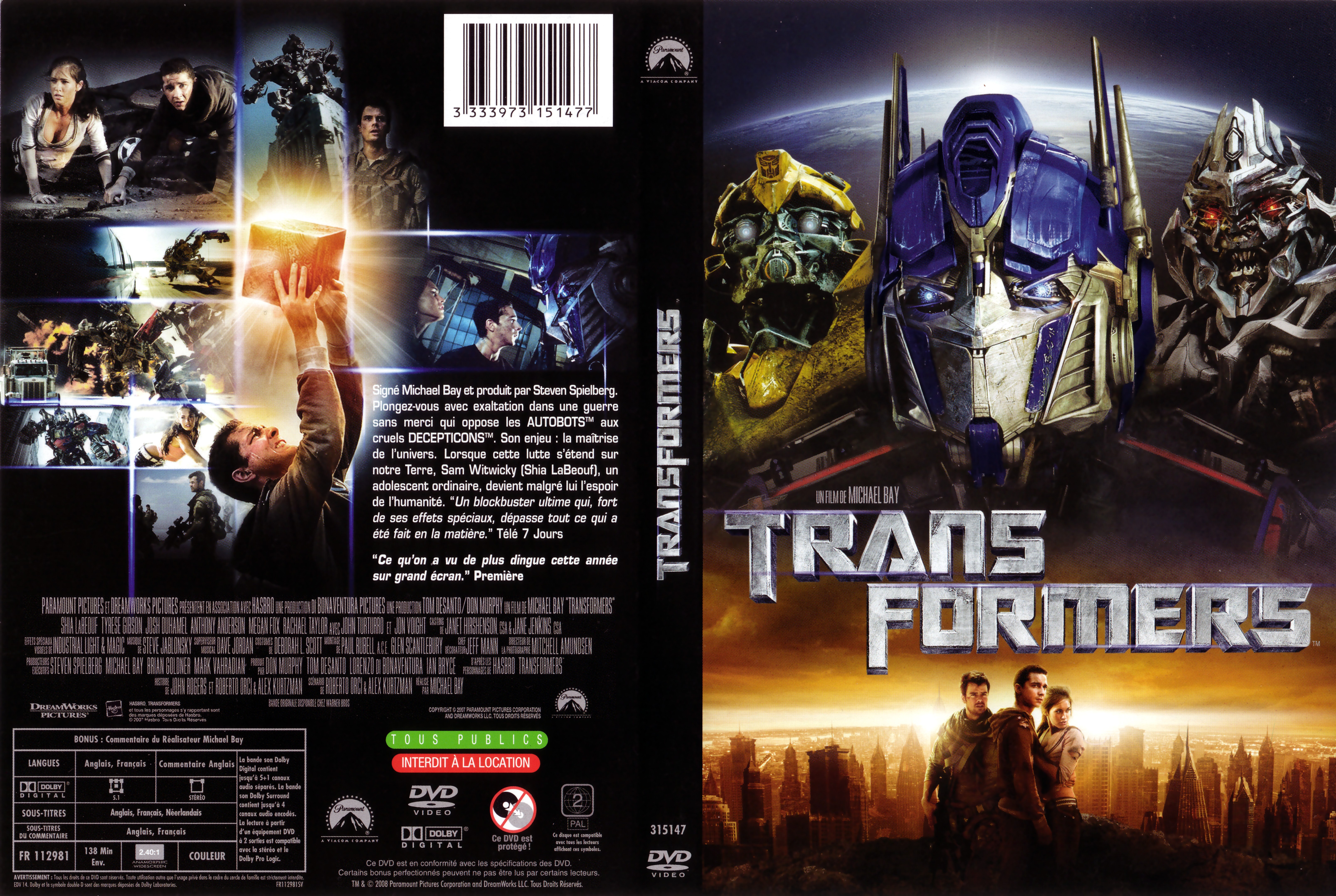 Jaquette DVD Transformers v4