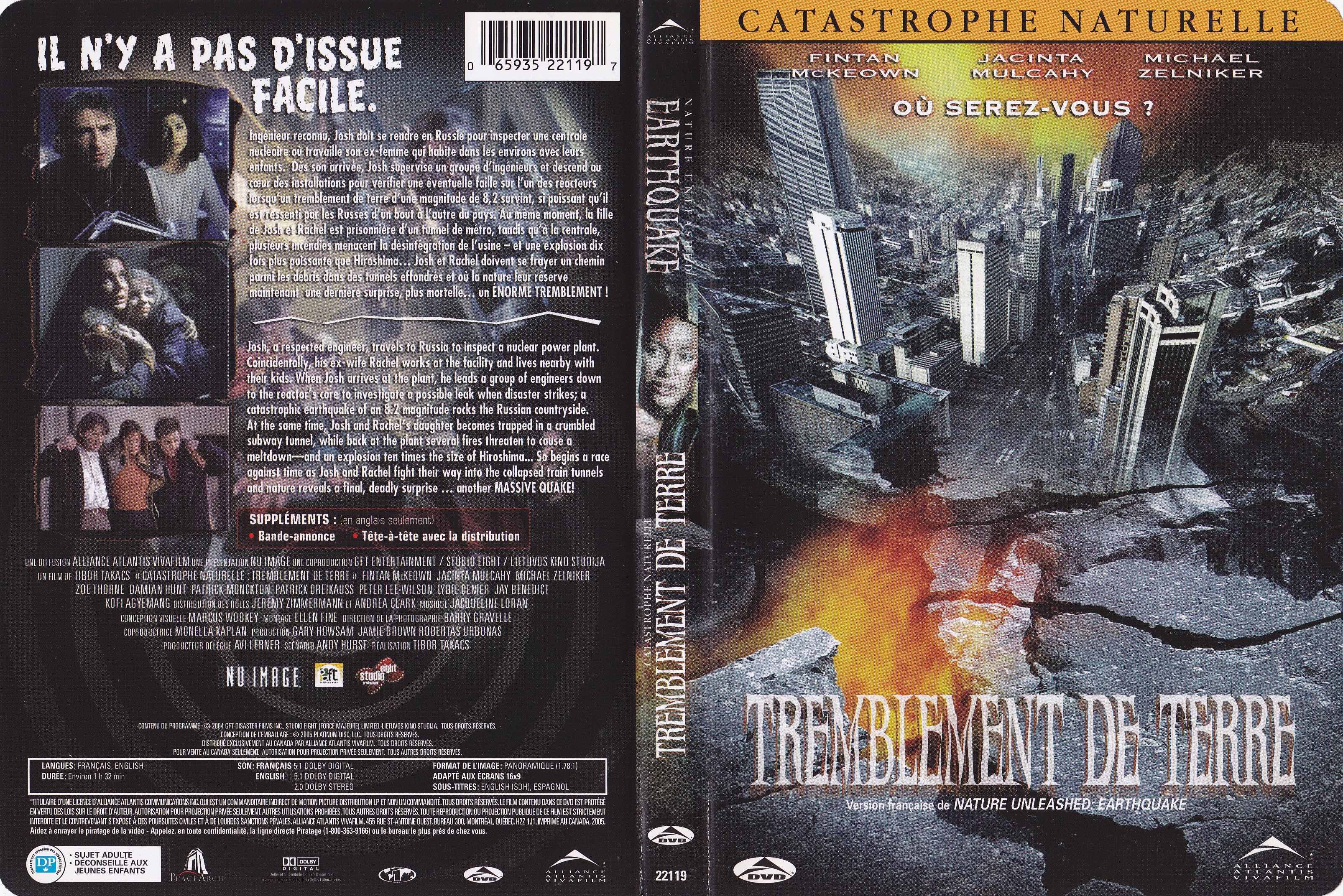 Jaquette DVD Tremblement de terre - Earthquake (2004) (Canadienne)