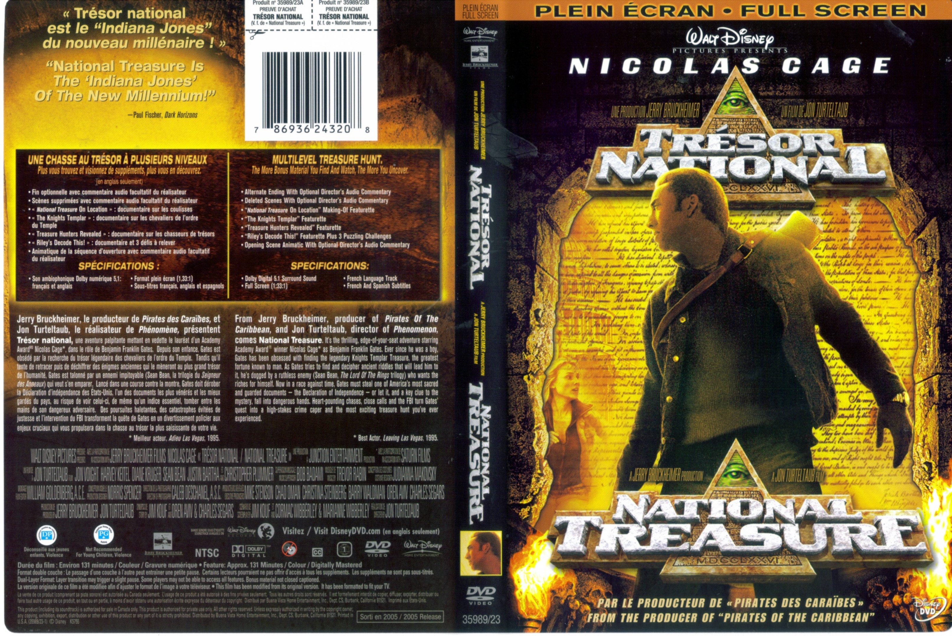 Jaquette DVD Trsor National - National treasure (Canadienne)